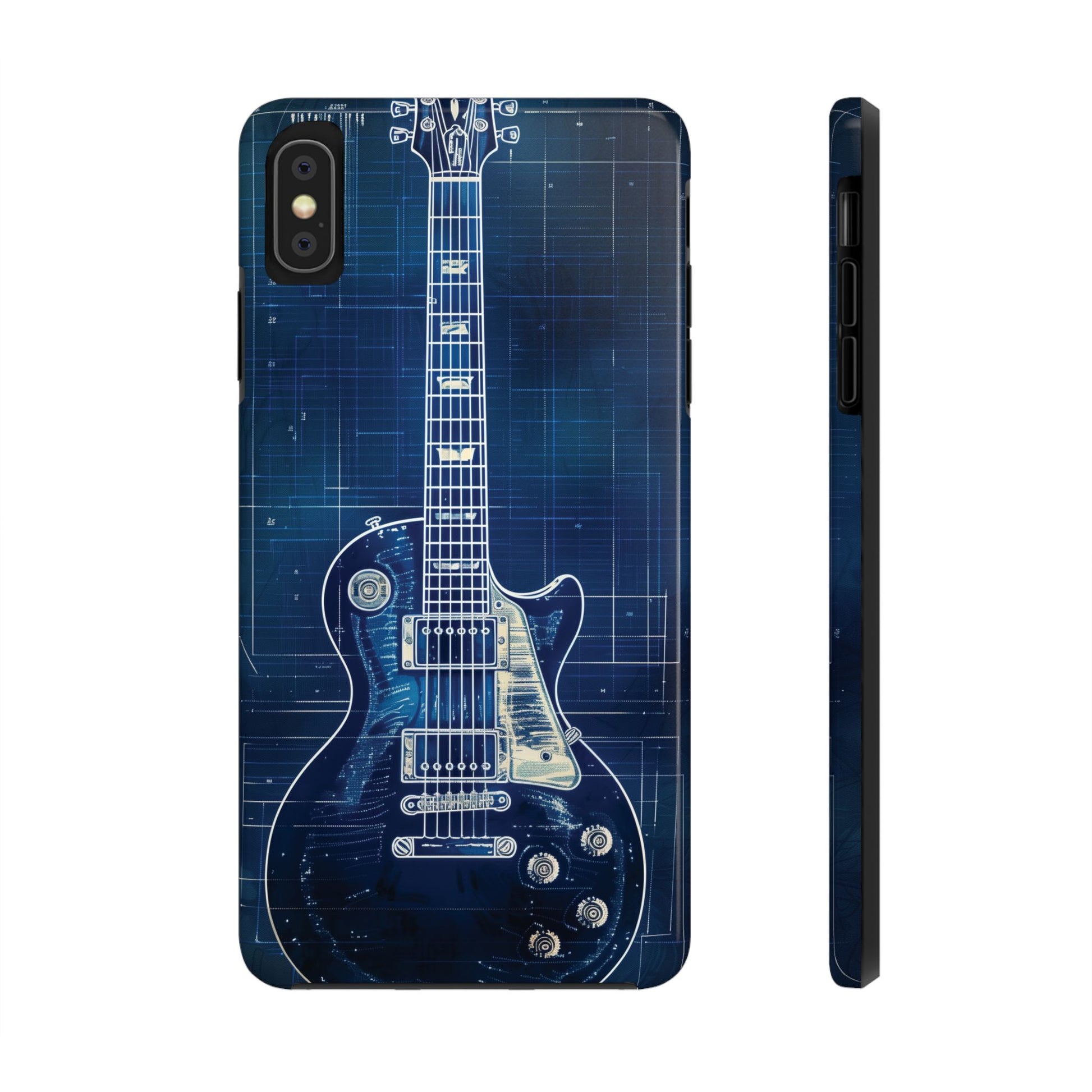 Guitar Phone Case, Guitar Blueprint iPhone Cover, Vintage Guitar Design, Custom iPhone Covers, Rock Music Phone Accessories, Musician Gift