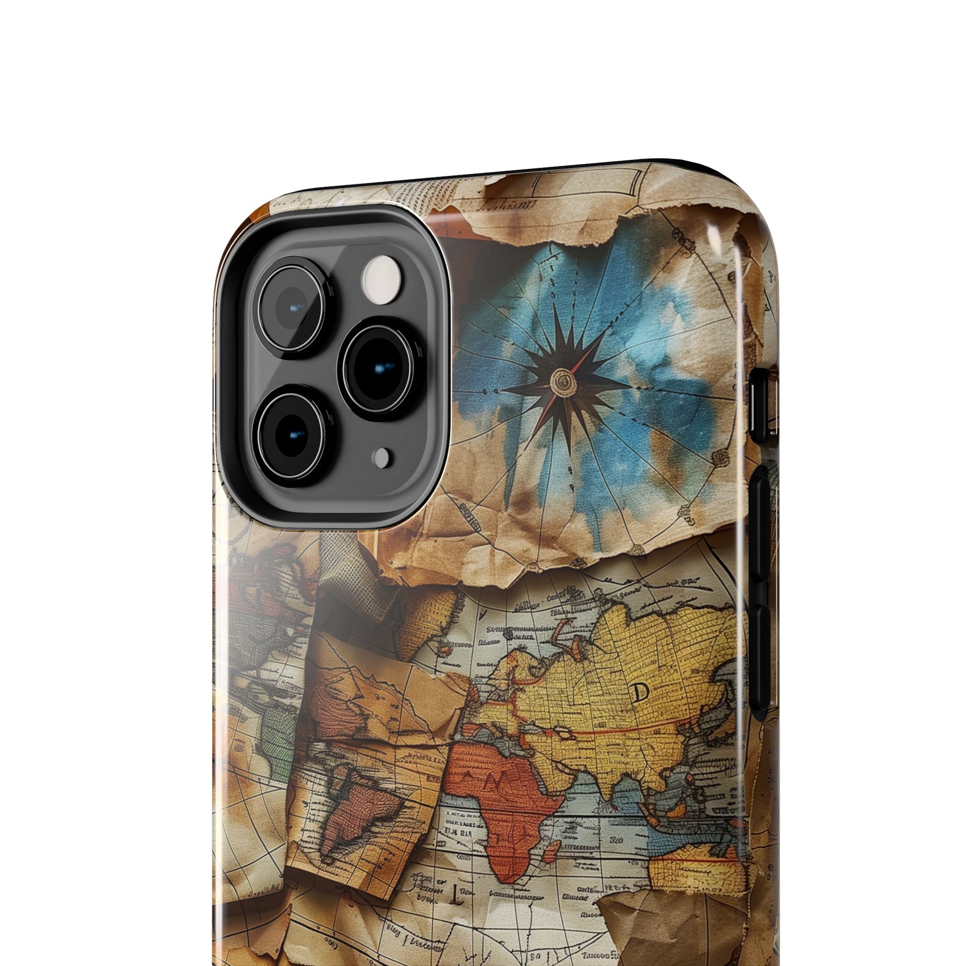 Double Layer Map Phone Case - Protective Phone Case Vintage Map Design - Durable Dual Layer Case with Map Print - Travel Inspired Phone Case