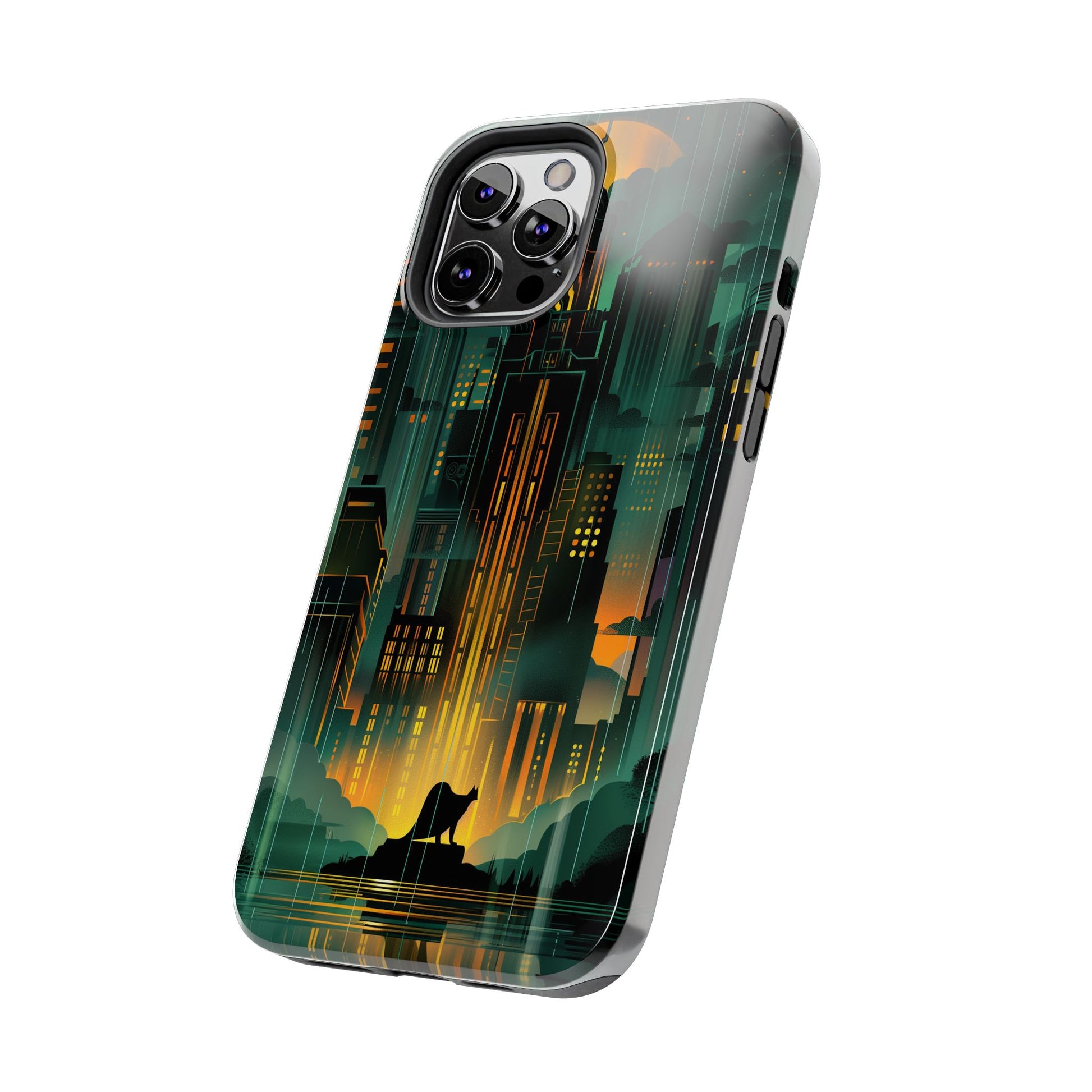 Nighttime Batman Phone Case - Gotham Art Deco Style - Noir Inspired Phone Cover - Dark Knight Accessory