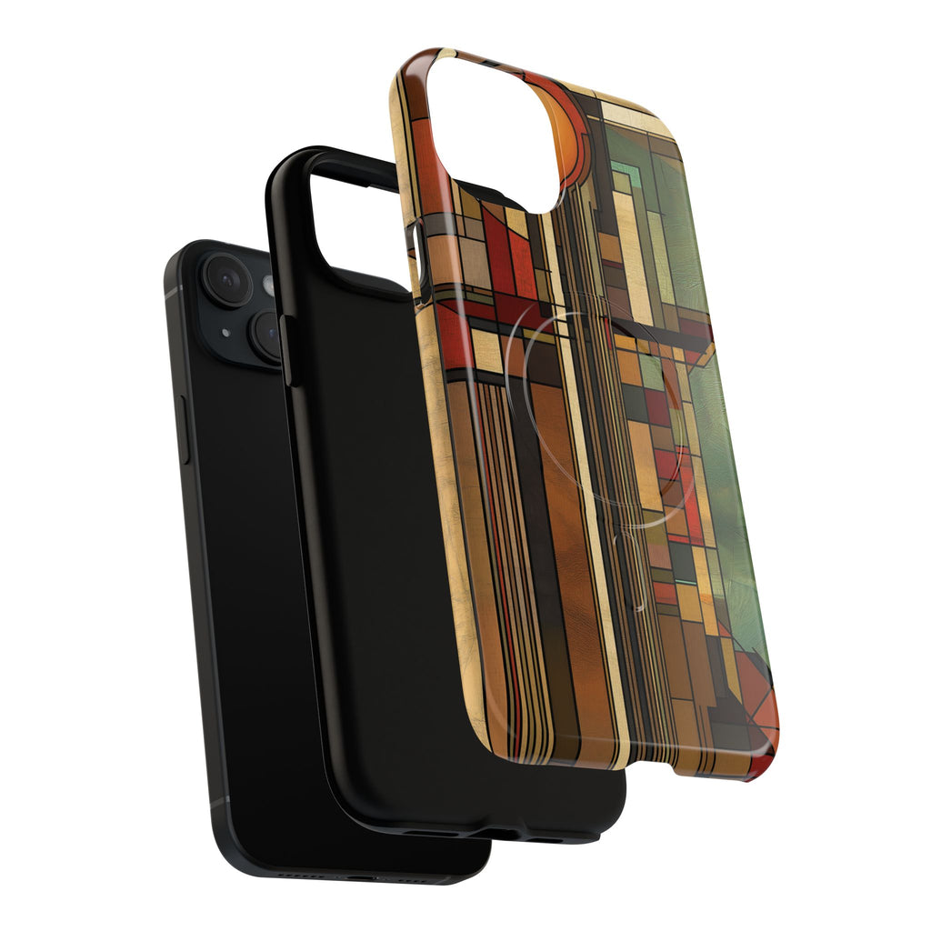 Magsafe Prairie Style Frank Lloyd Wright Usonian Phone Case Geometric Stained Glass Art Deco Marble 14 15 16 iPhone Pro Max