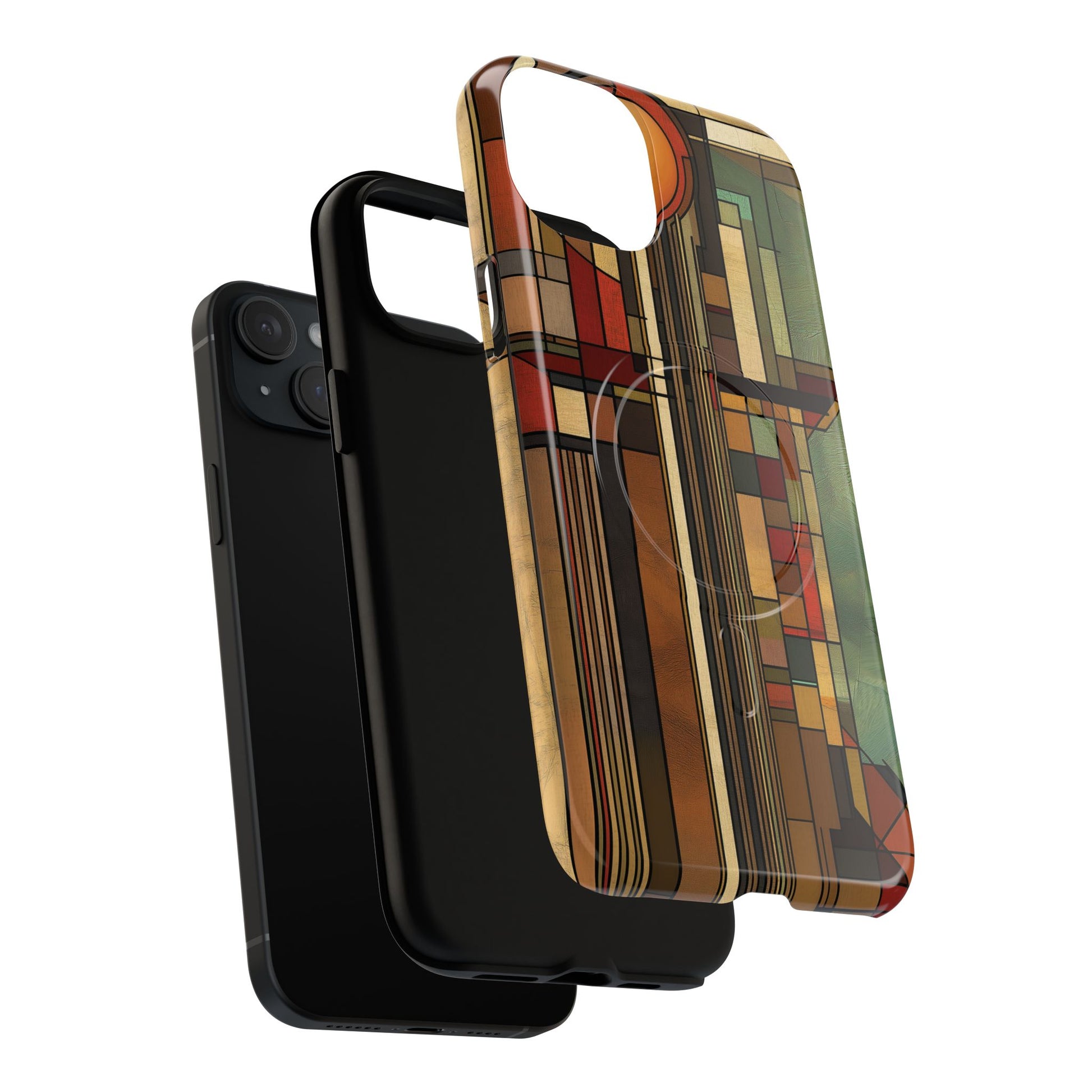 Magsafe Prairie Style Frank Lloyd Wright Usonian Phone Case Geometric Stained Glass Art Deco Marble 14 15 16 iPhone Pro Max