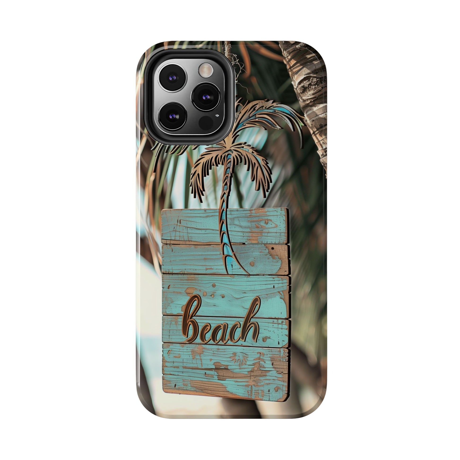Durable Phone Case with Palm Tree Charm