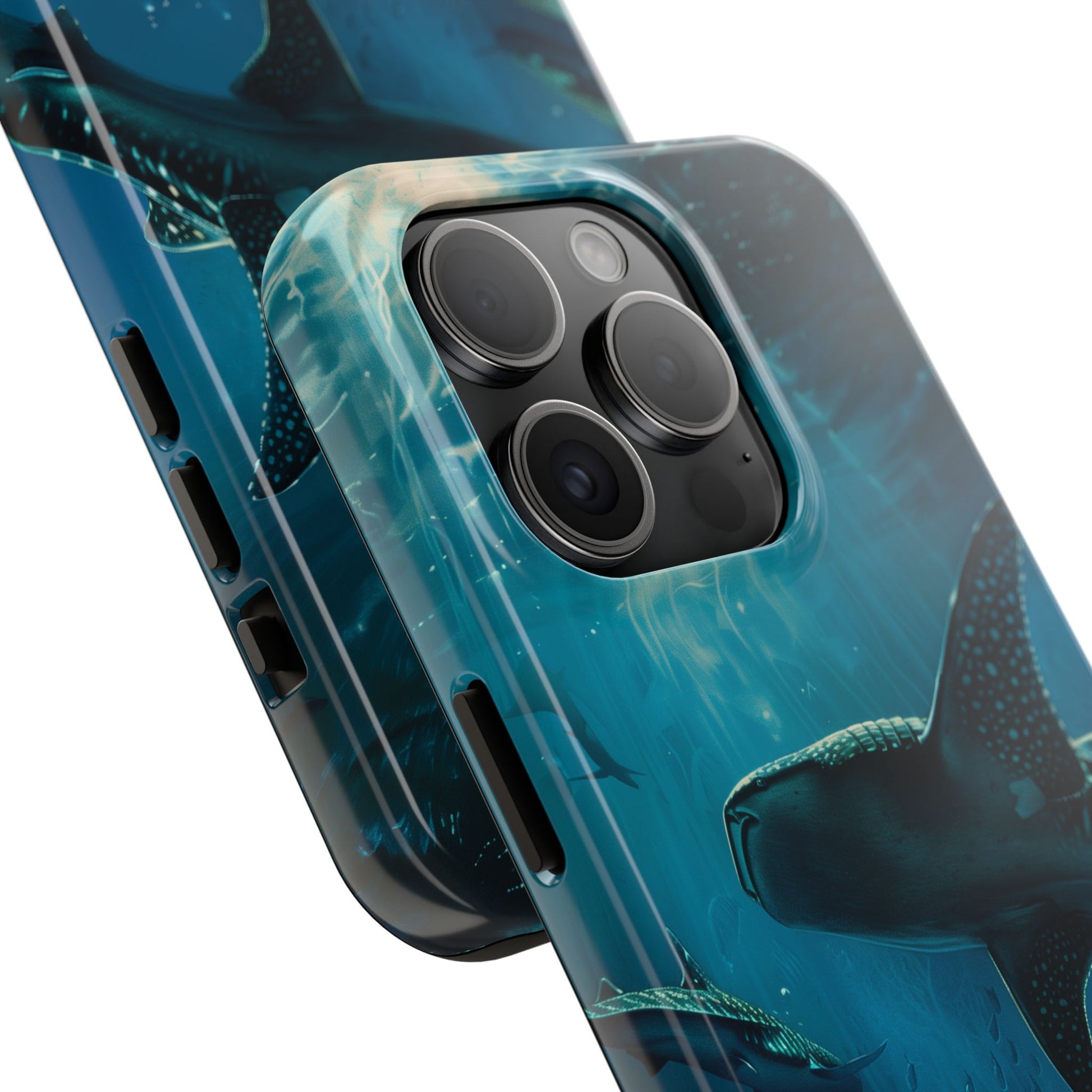 Tranquil Trio: Three Whale Sharks Tough Phone Case