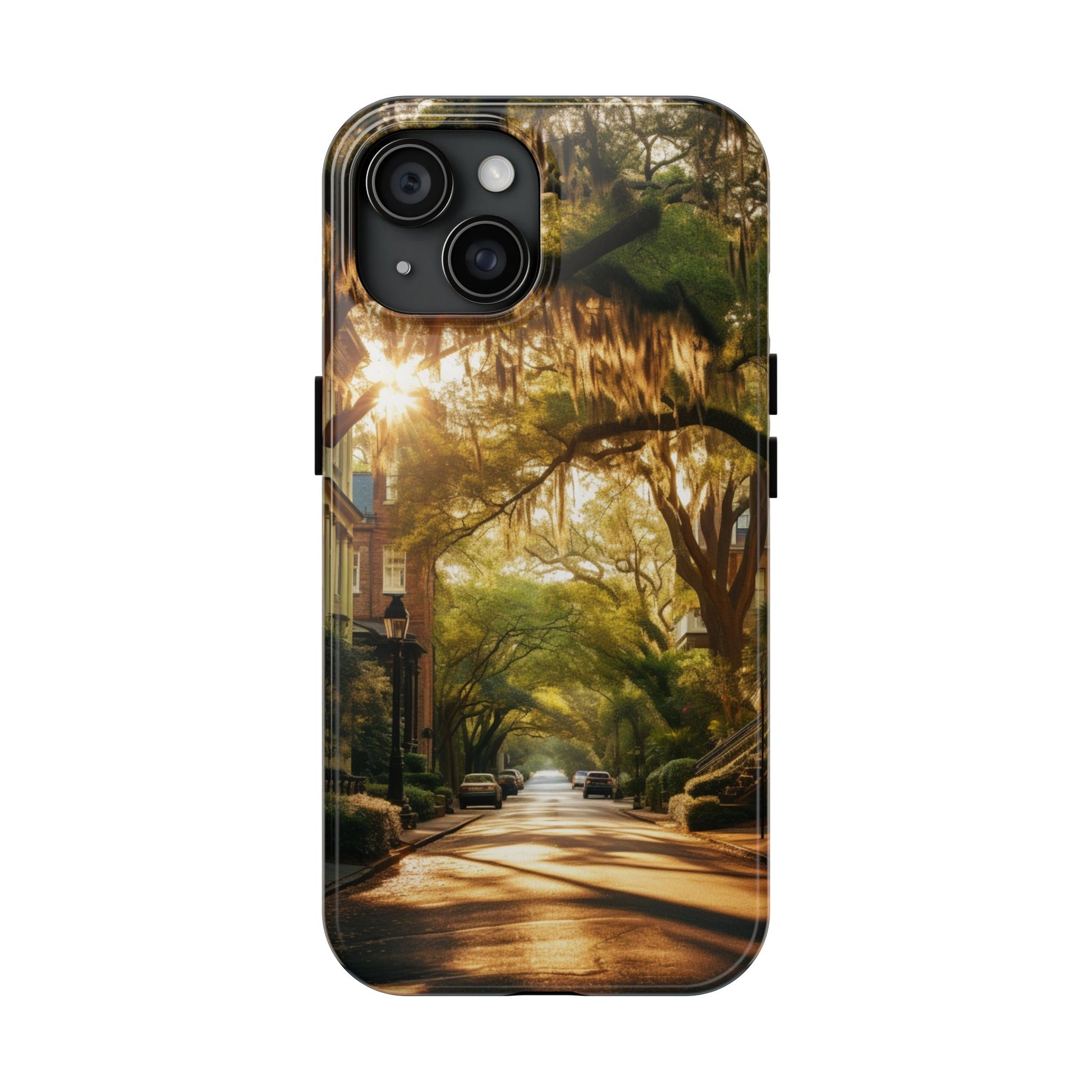 Historic Savannah Georgia Street Scene Phone Case - Unique Protective Cover for iPhone Models, Perfect Souvenir or Gift