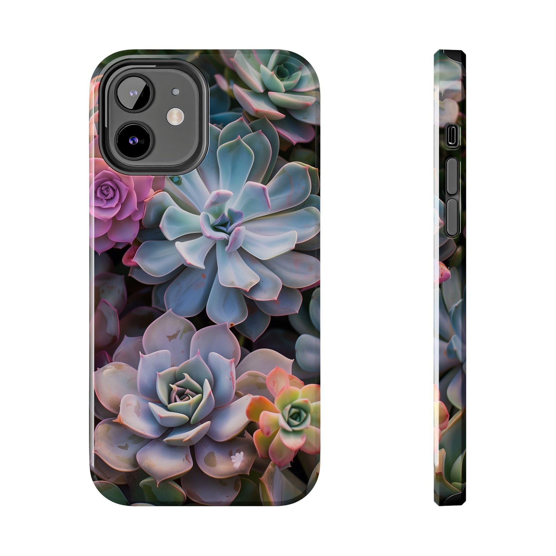 Pastel Succulent Flower Design Durable Phone Case - Tough Protection for iPhones