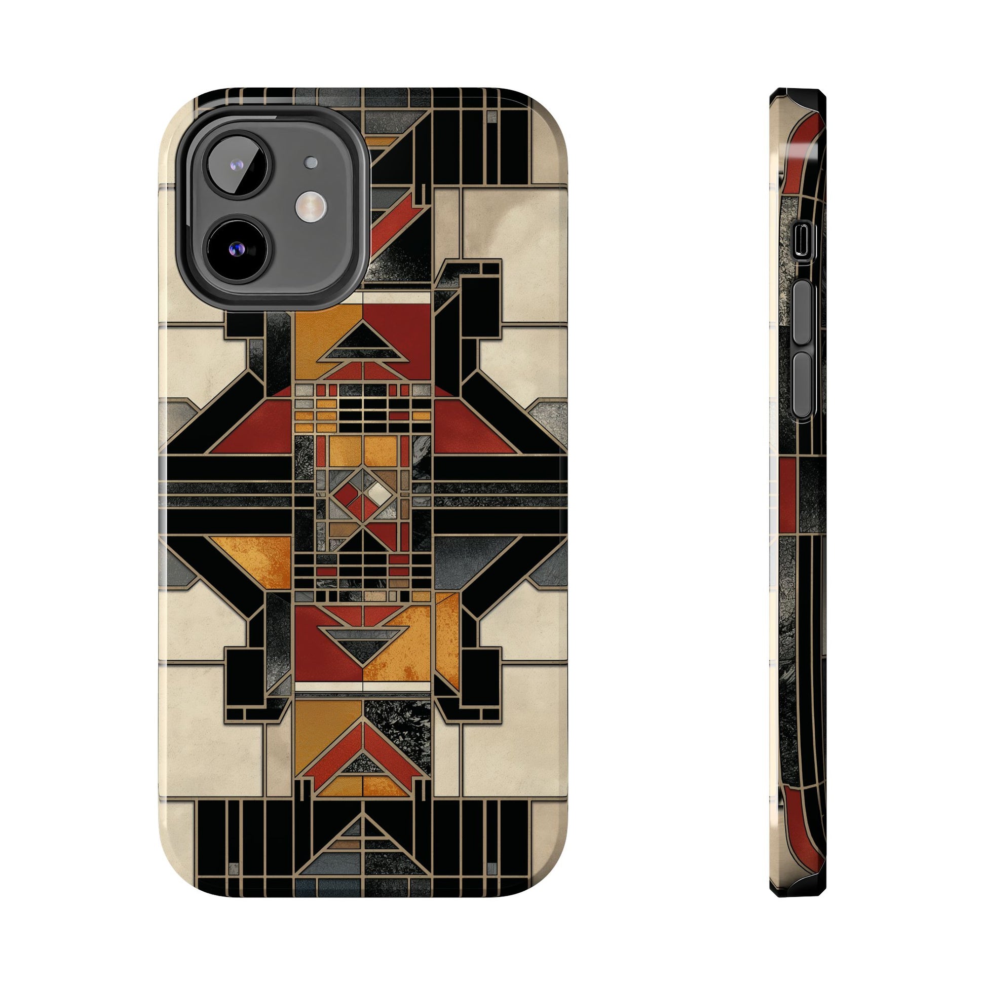 Frank Lloyd Wright Inspired Stained Glass Phone Case - Geometric Elegance for iPhone Models