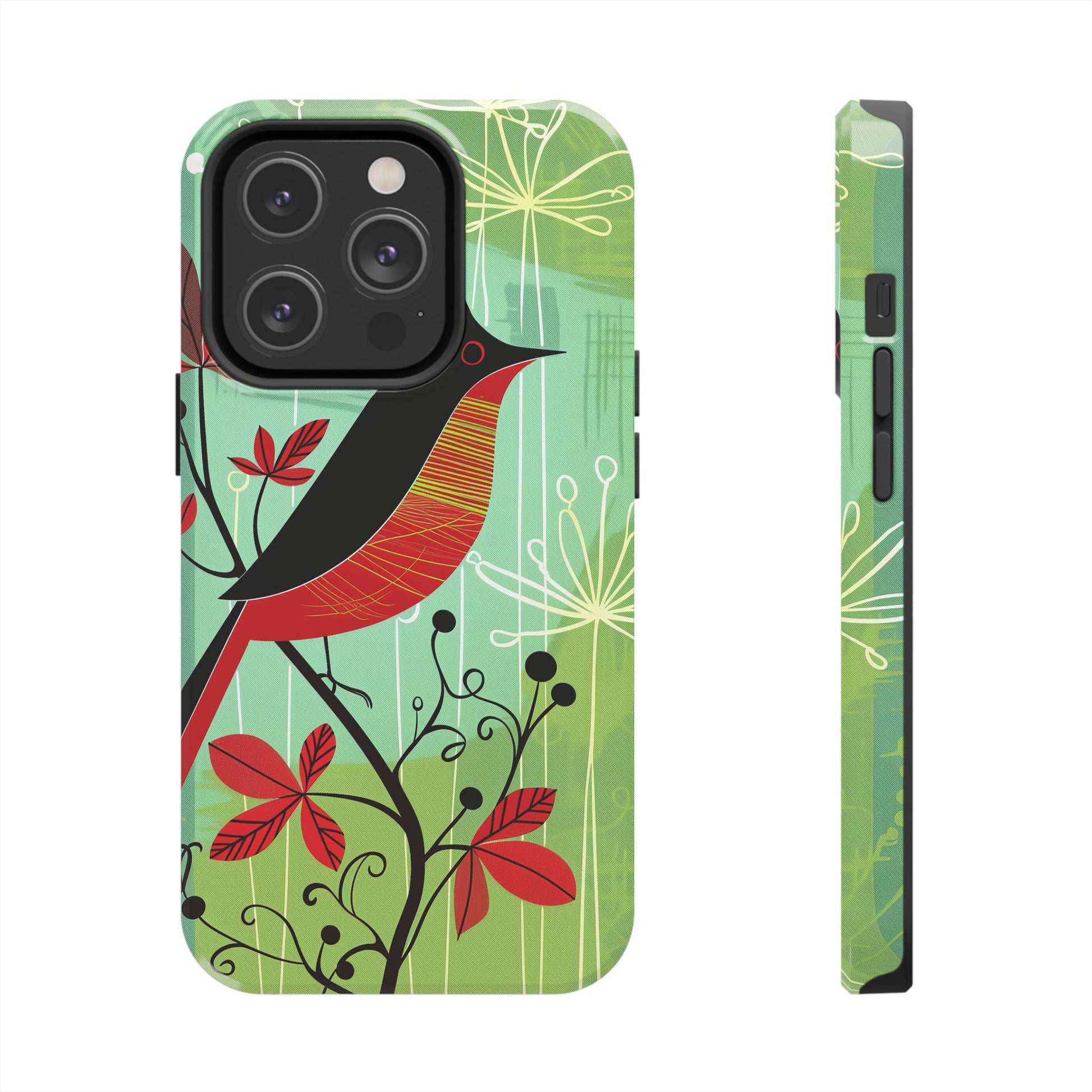 Mid Century Modern Animal Phone Case, Atomic Birds, Bird Iphone Case,Earth Tone Colors, Retro Style Smartphone Cover, iphone 14 Case, Apple