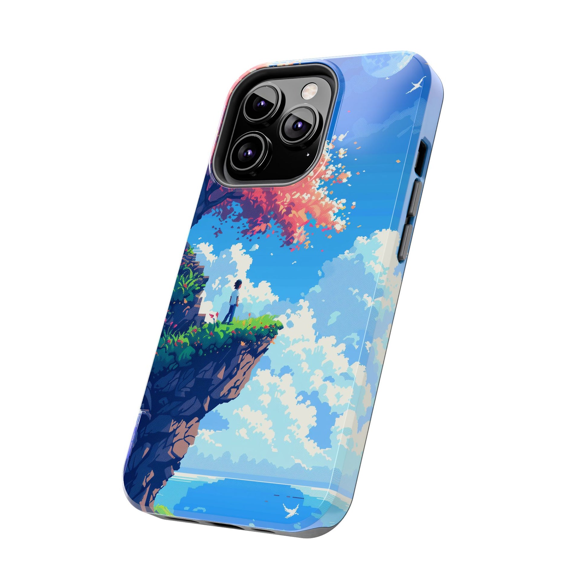 Pixel Art Video Game Landscapes Phone Case, Retro Gaming Pixelated Design, Geeky Gamer Phone Cover, Unique Video Game Art Accessories