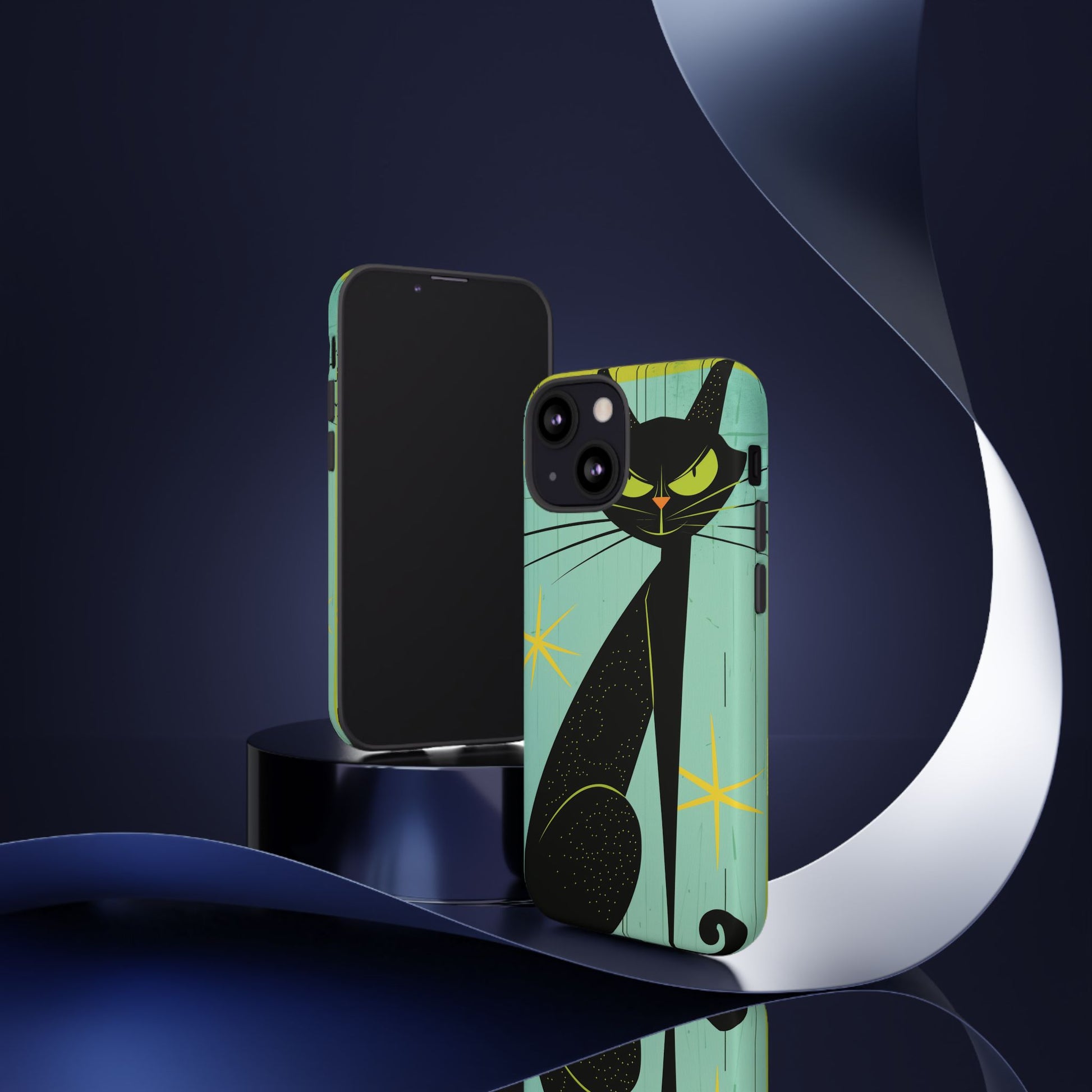 Mid-Century Modern Phone Case, Mid Mod Android Case, Atomic Cats Android Case, Retro Chic Smartphone Cover, Unique Artistic Phone Accessory