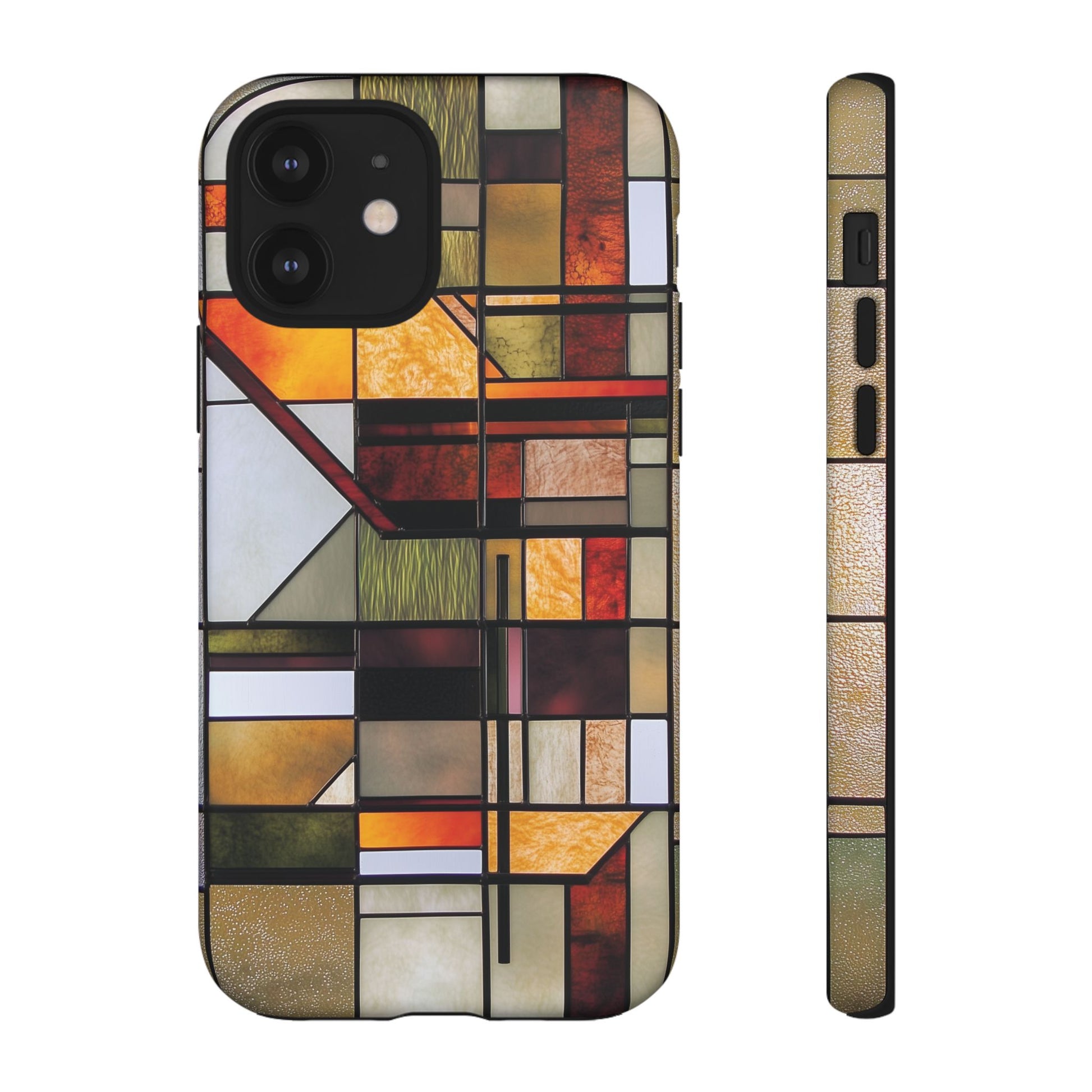 Stained Glass Phone Case Art Deco Frank Lloyd Wright Cottage Core Usonian Prairie Style Geometric Stylish  iPhone 14 15 16 Pro
