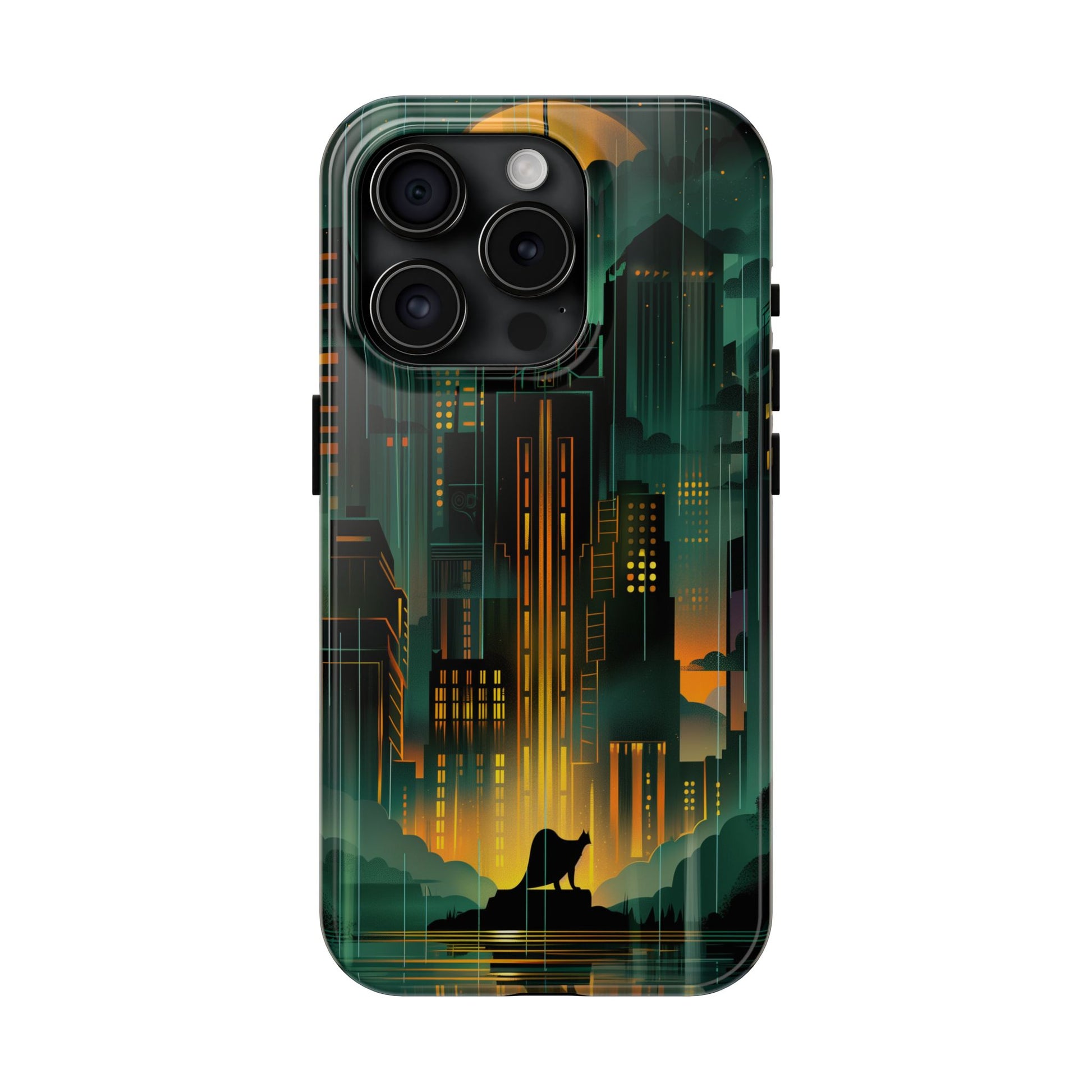 Nighttime Batman Phone Case - Gotham Art Deco Style - Noir Inspired Phone Cover - Dark Knight Accessory