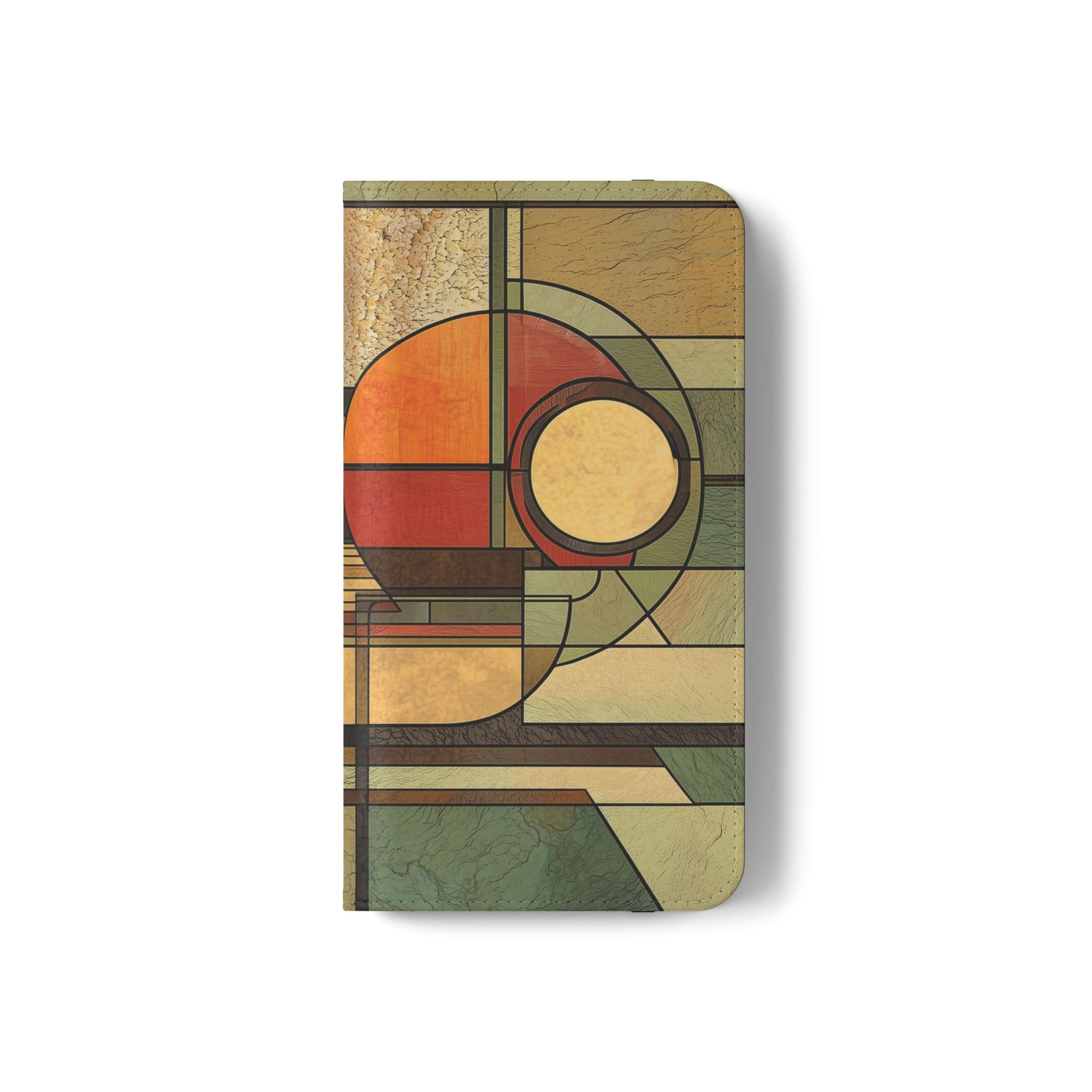 Art Deco Flip Case Prairie Style Stained Glass Inspired by Frank Lloyd Wright, Phone Covers, Colorful Protective Accessories, Unique