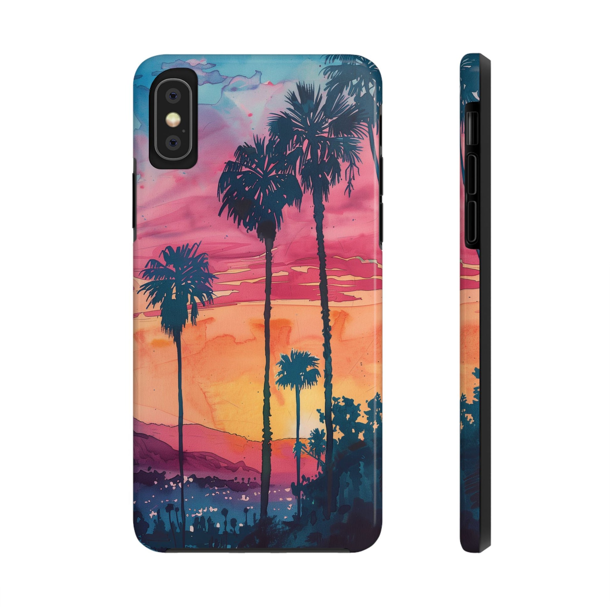 Los Angeles Sunset iPhone Case, Golden Hour Scenic View, Hollywood Hills Sunset Phone Case, Palm Trees Phone Case, iphone 15 pro max case