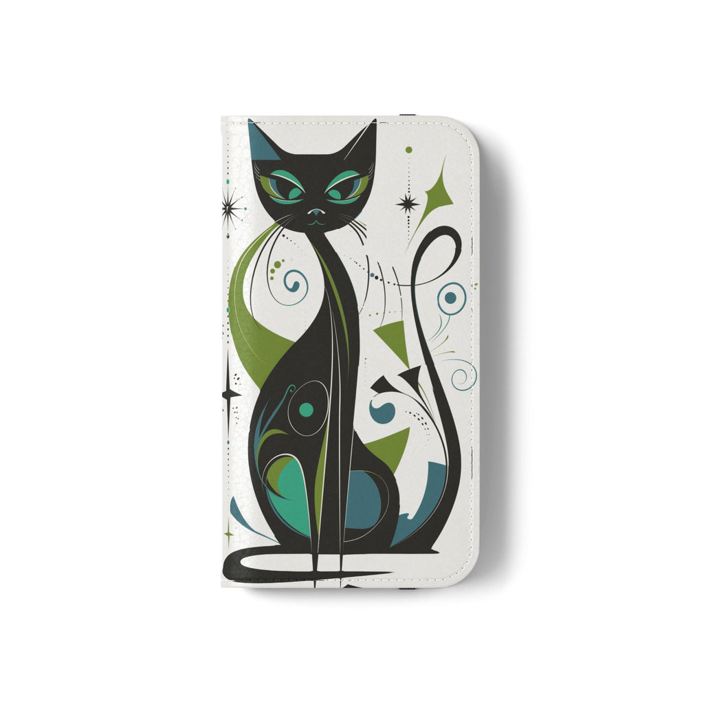 Mid-Century Modern Flip Case, Mid Mod Phone Case, Atomic Cats Case, Retro Chic Smartphone Cover, Android, Apple, Samsung Atomic Cats