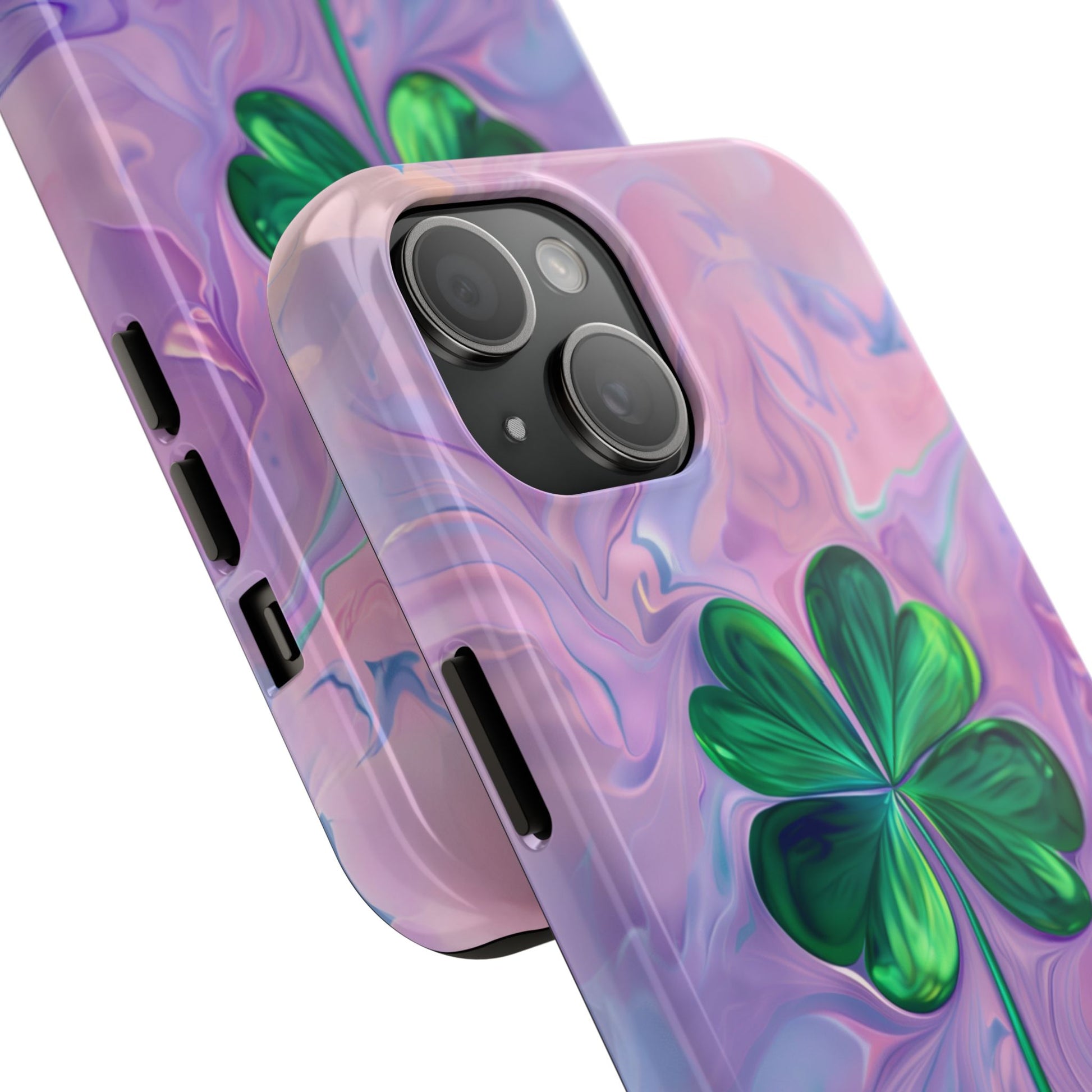 St Patrick's Day Lucky Phone Case Four Leaf Clover Durable Phone Case Good Luck Charm Protective iPhone 13 14 15 16 Pro Max Plus Galaxy