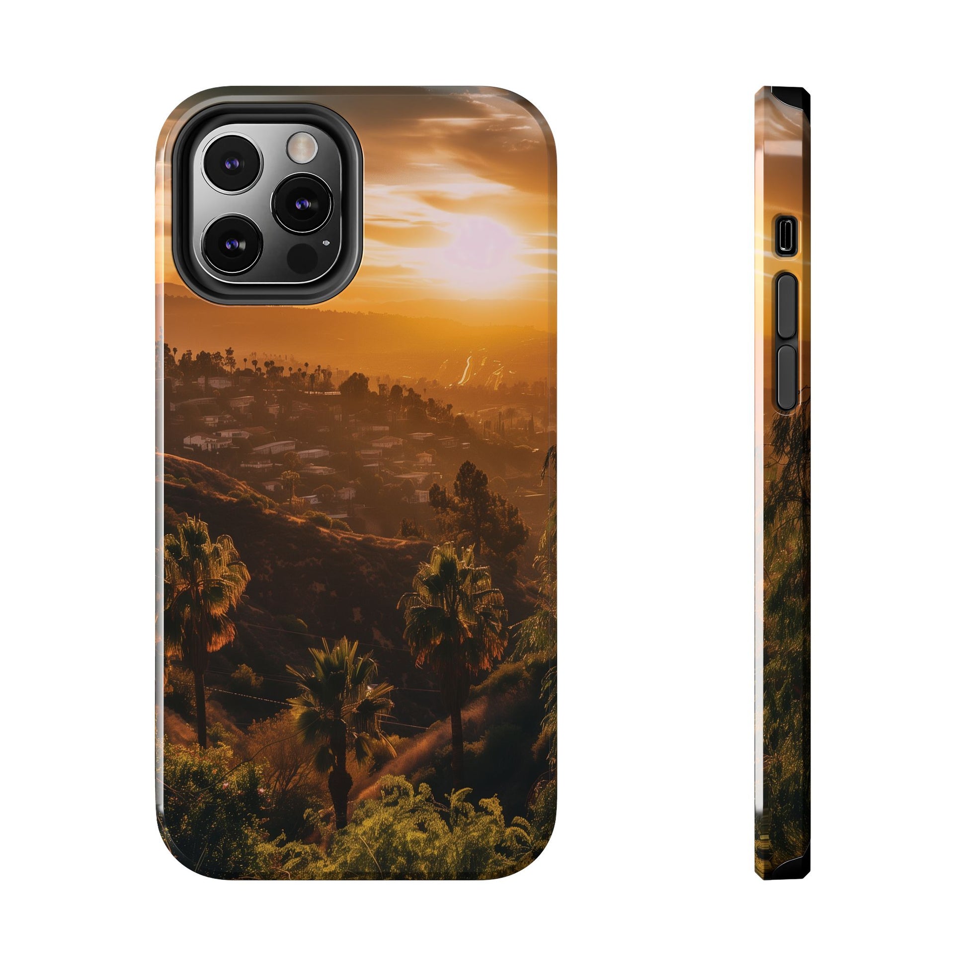 Los Angeles Sunset iPhone Case, Golden Hour Scenic View, Hollywood Hills Sunset Phone Case, Palm Trees Phone Case, iphone 15 pro max case