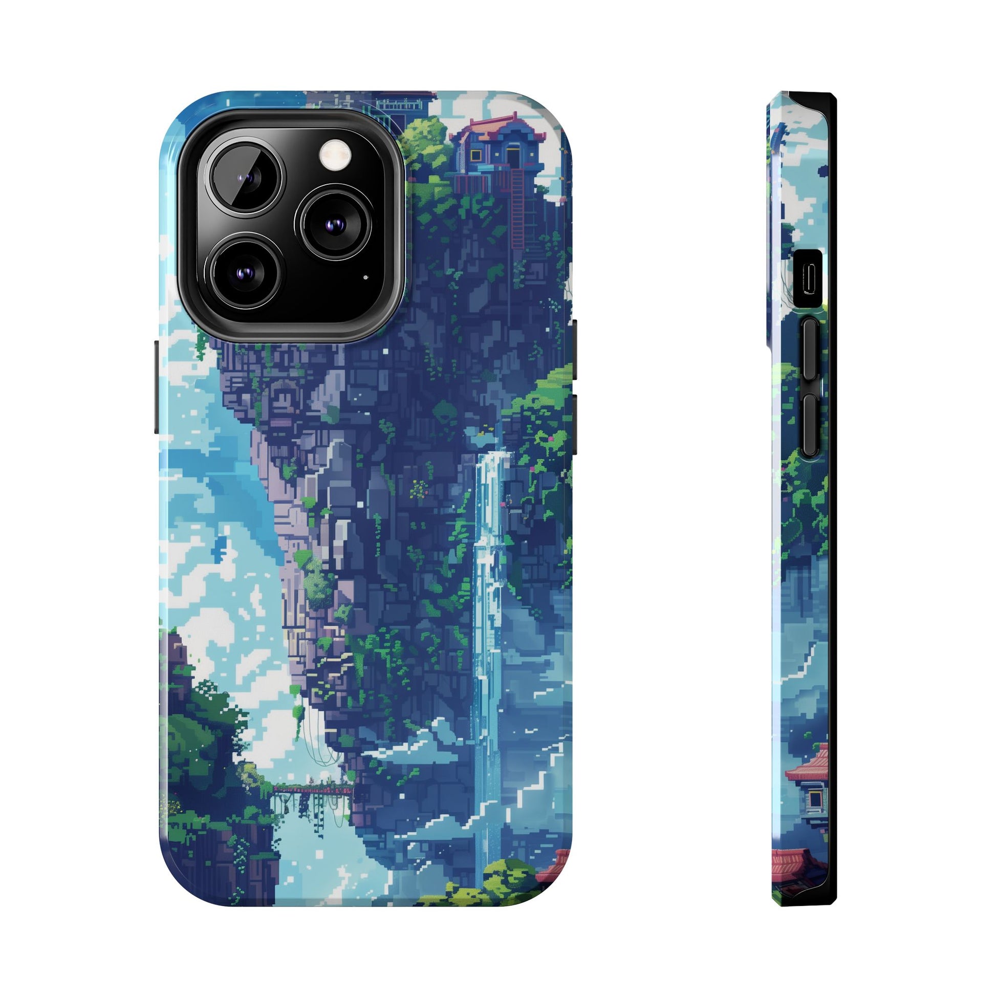 Pixel Art Video Game Landscapes Phone Case, Retro Gaming Pixelated Design, Geeky Gamer Phone Cover, Unique Video Game Art Accessories