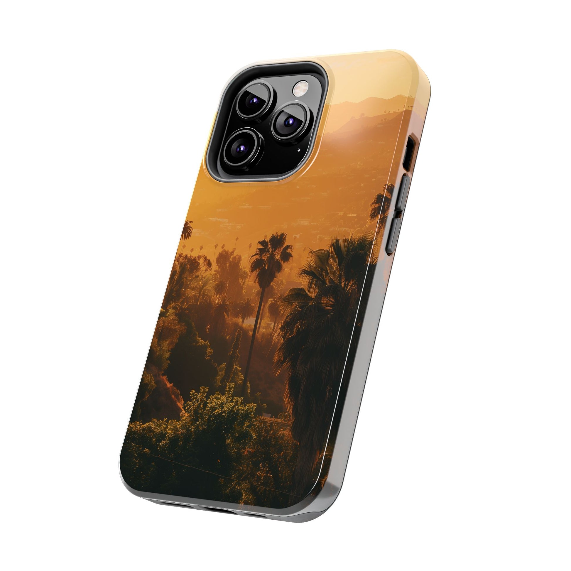 Los Angeles Sunset iPhone Case, Golden Hour Scenic View, Hollywood Hills Sunset Phone Case, Palm Trees Phone Case, iphone 15 pro max case