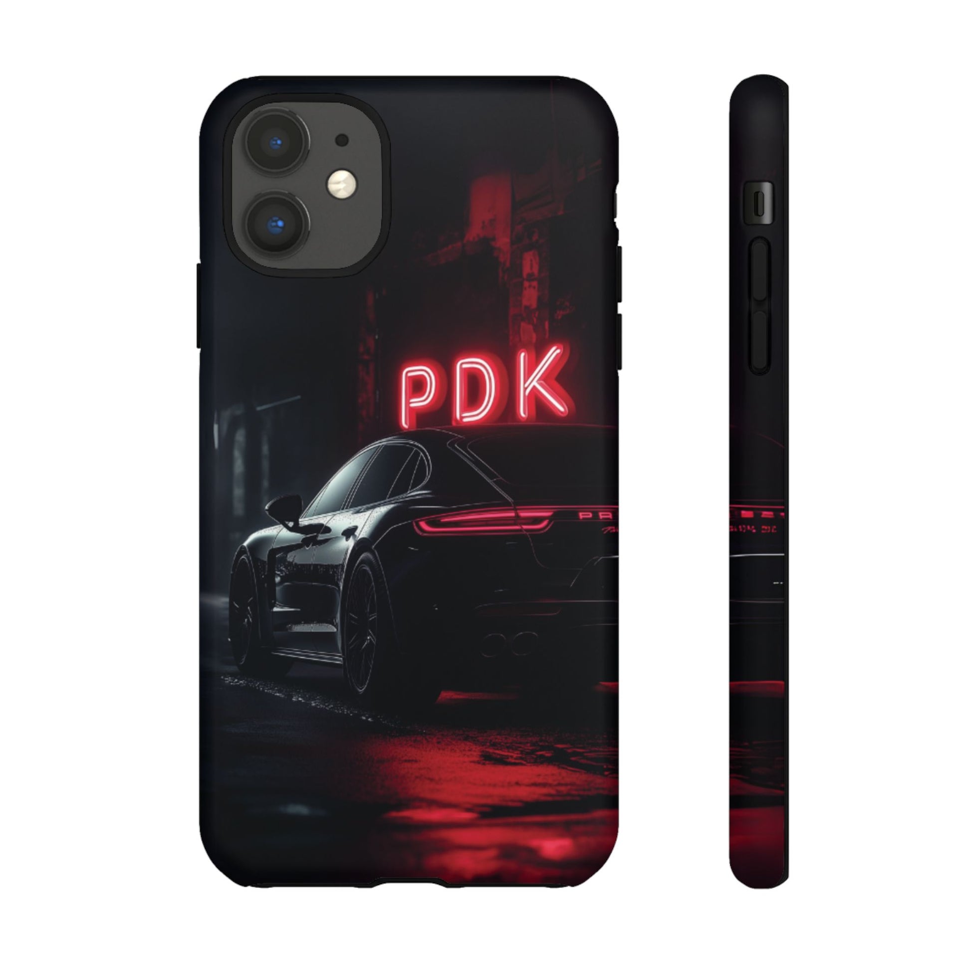 Pink Super Sports Car Phone Case PDK Car Lover Gift Porsche Panamera Inspired Neon Sign Font iPhone 13 14 15 16 Pro Max