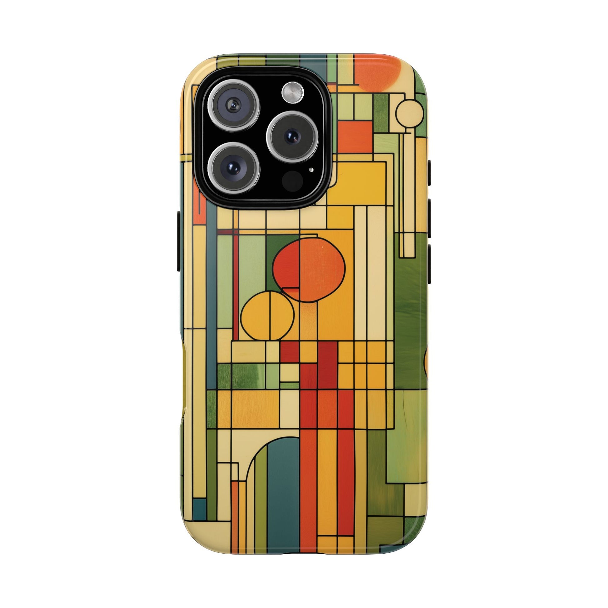 Frank Lloyd Wright Inspired Prairie Style Usonian Phone Case Geometric Stained Glass Art Deco 13 14 15 16 iPhone Pro Max Galaxy Pixel