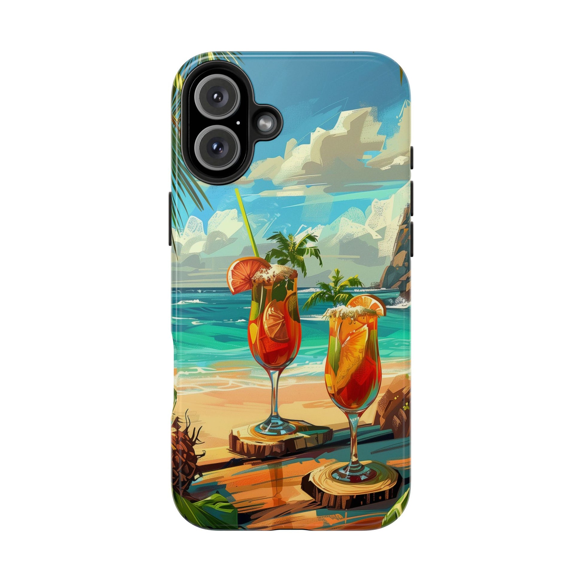 Retro Beach Scene Phone Case, Vintage Tropical Ocean iPhone Case, Summer Beach Phone Cover for iPhone, iphone 15 pro max