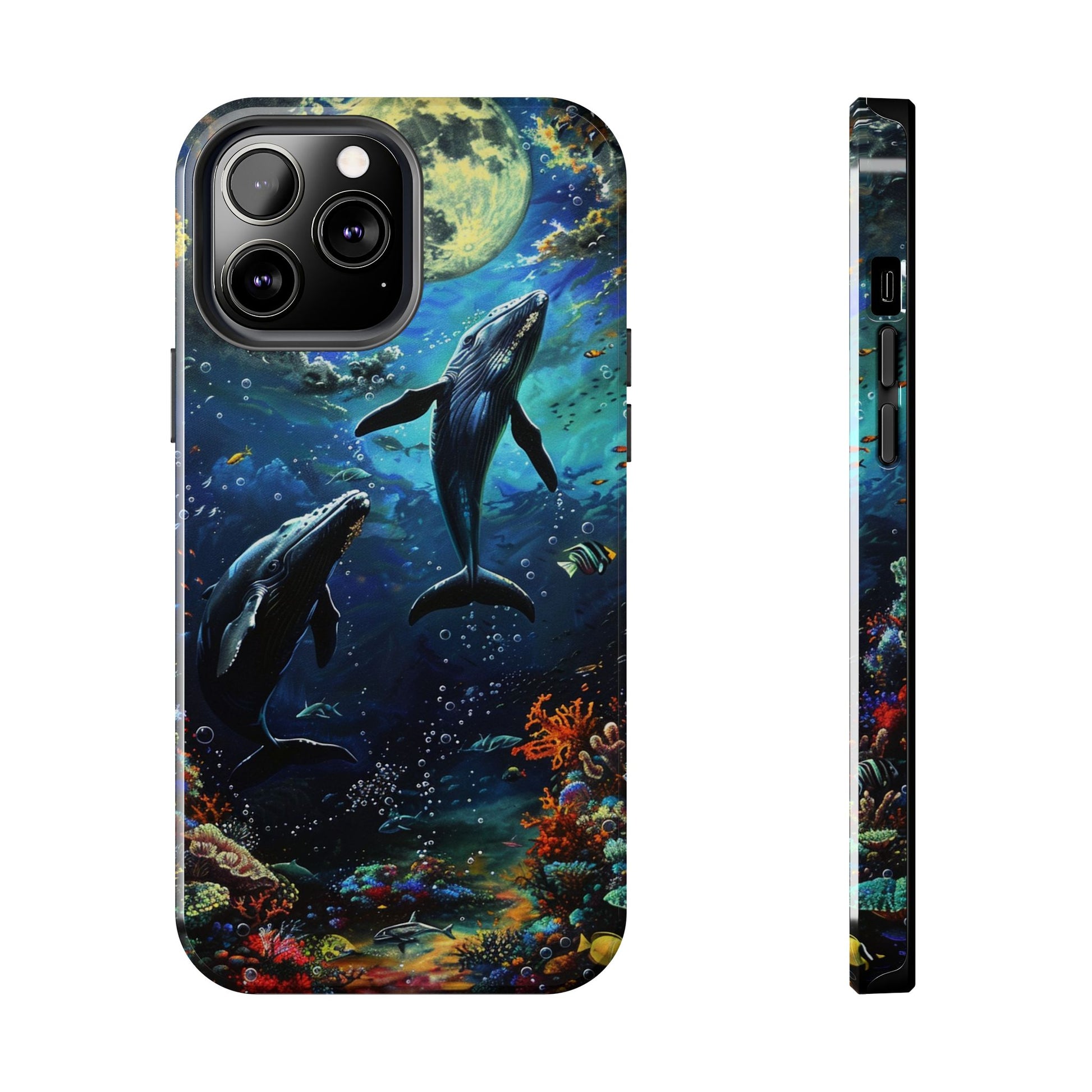 Moonlit Whales Underwater Phone Case - Durable and Stunning Protective Cover