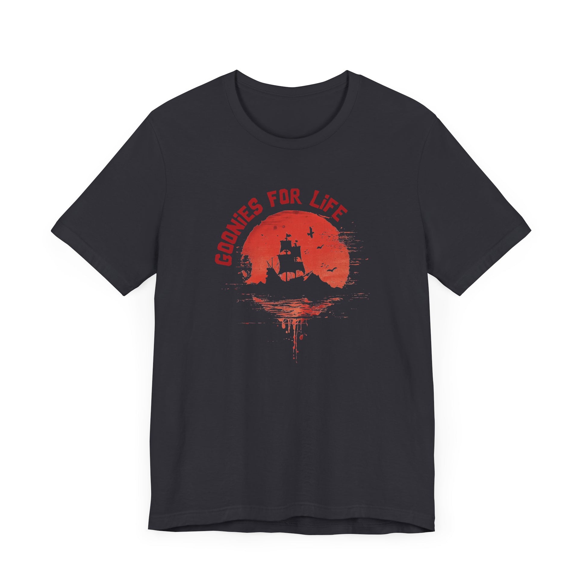 Goonies For Life Vintage Style Sunset Pirate Ship Tee