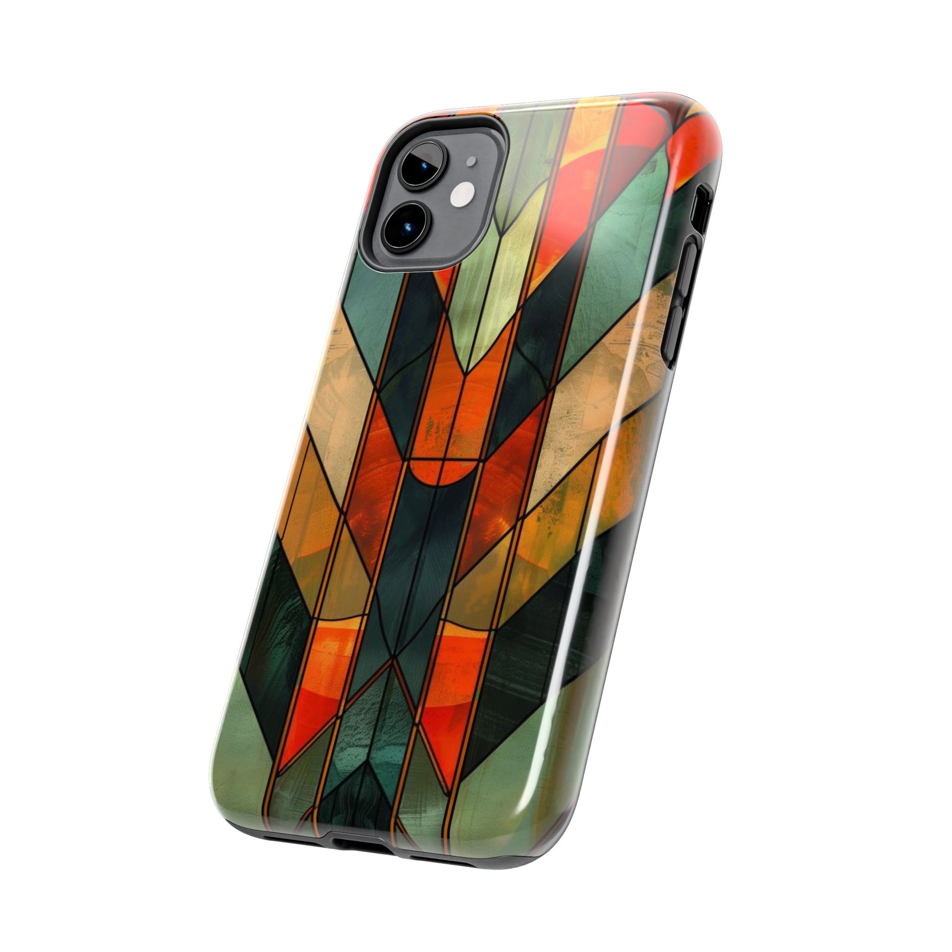 Noir Art Deco Colorful Stained Glass - Durable Dual Layer Iphone Case - Architect Phone Case