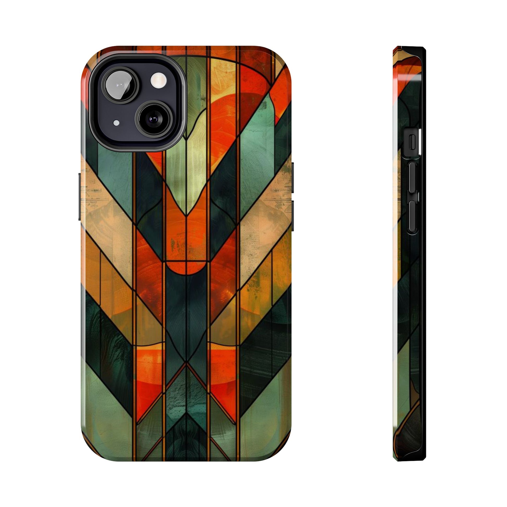 Noir Art Deco Colorful Stained Glass - Durable Dual Layer Iphone Case - Architect Phone Case