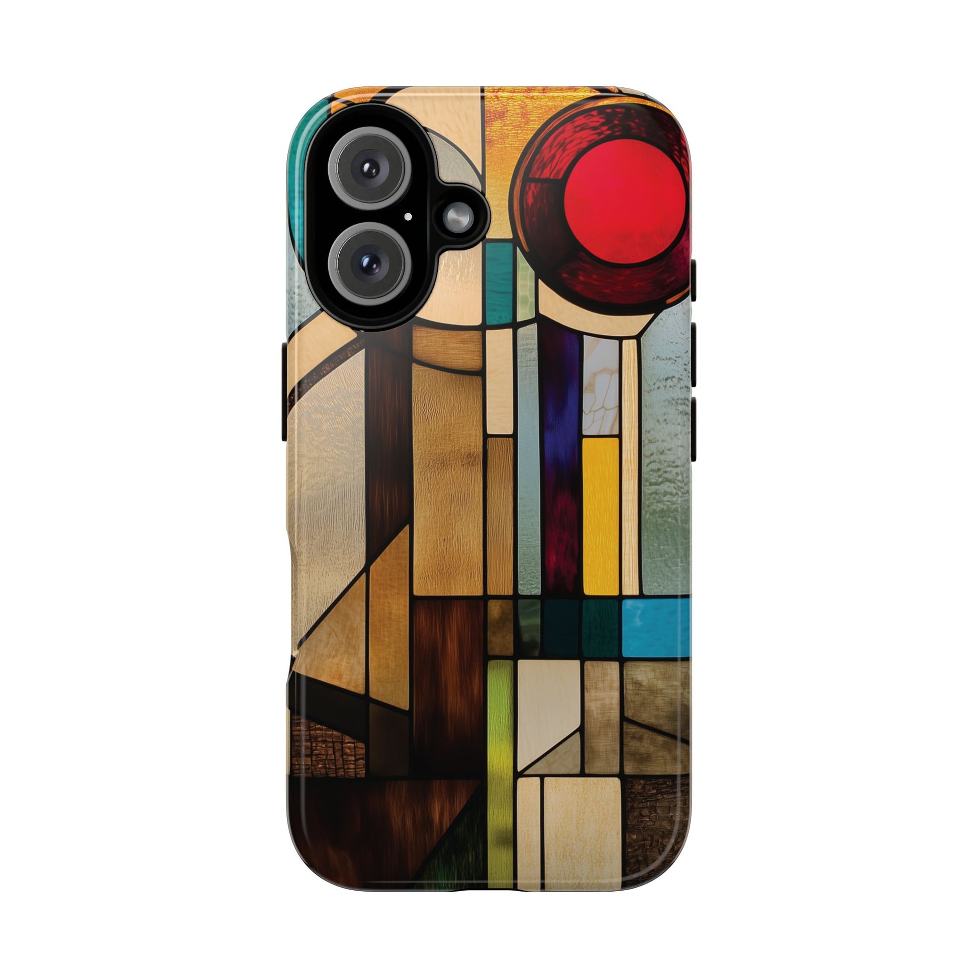 Stained Art Deco Glass Phone Case Frank Lloyd Wright Cottage Core Usonian Prairie Style Geometric Stylish  iPhone 14 15 16 Pro