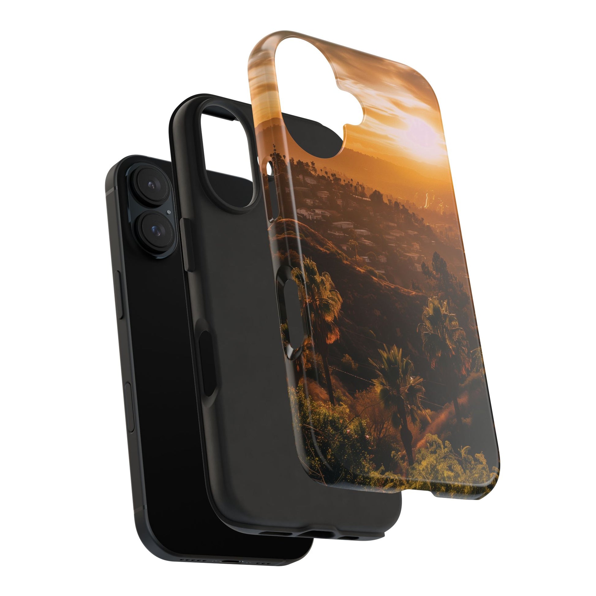 Los Angeles Sunset iPhone Case, Golden Hour Scenic View, Hollywood Hills Sunset Phone Case, Palm Trees Phone Case, iphone 15 pro max case