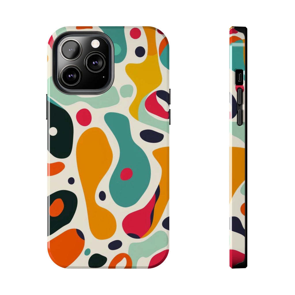 Mid Mod Fun Spots - Colorful Mid Mod Design Durable Phone Case - Vibrant and Stylish iPhone Tough Cover - Fun Retro Protection Accessory