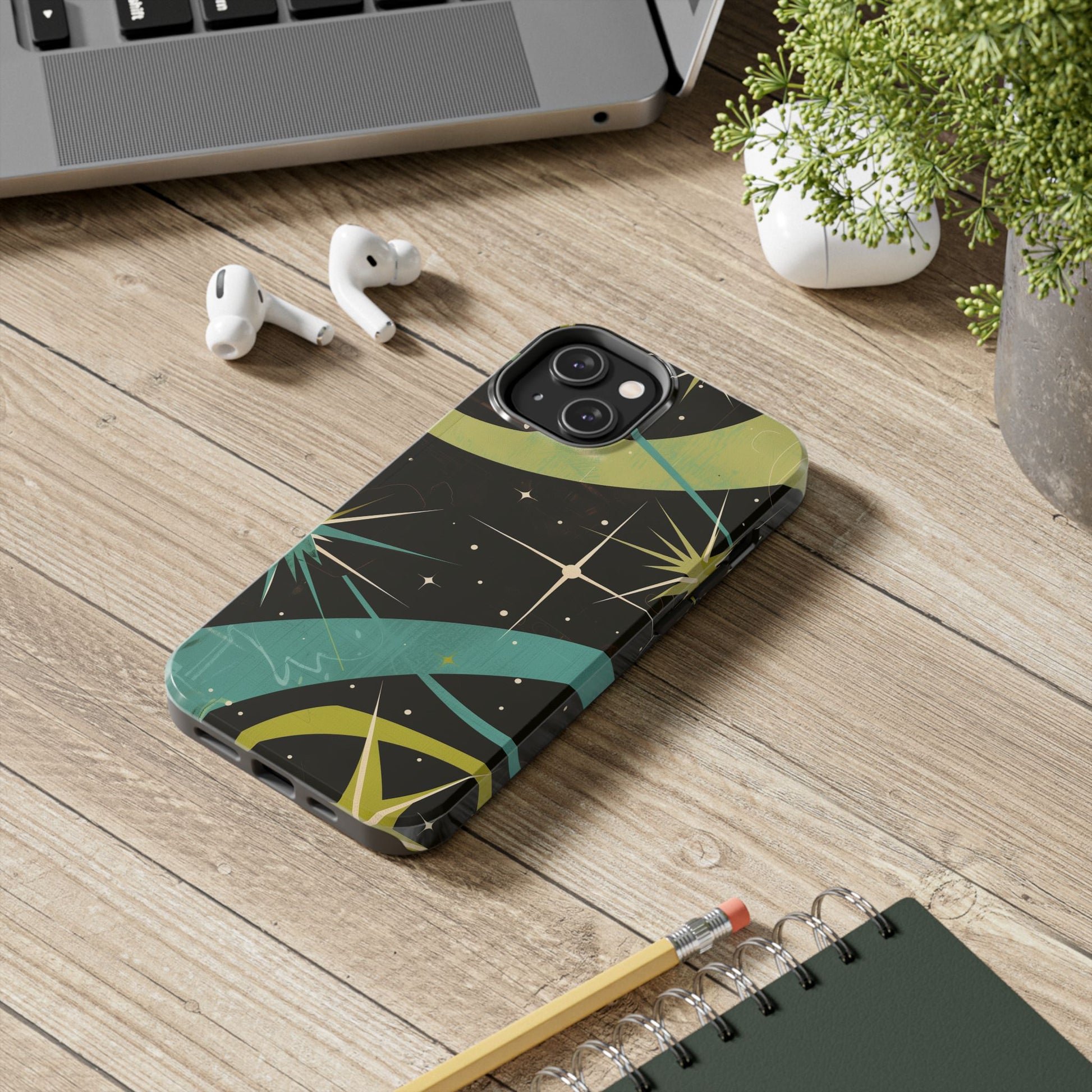 Mid Century Modern Star Design Phone Case, Earth Tone Colors, Retro Style Smartphone Cover, Vintage Phone Case, iPhone 14 Case, Apple iPhone