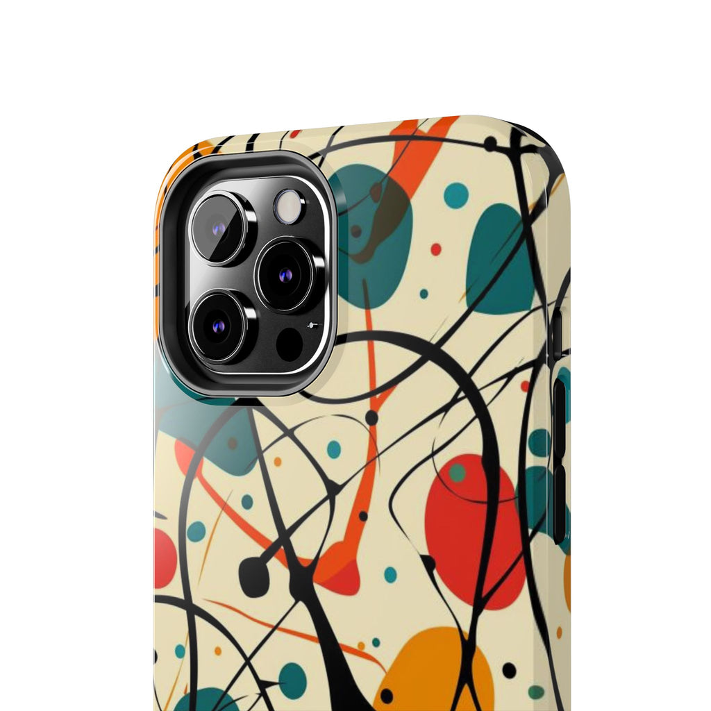 Mid Mod Phone Case,  Colorful Mid Mod Design Durable Phone Case, Vibrant and Stylish iPhone Tough Cover, iphone 15 case, iphone 14 pro max