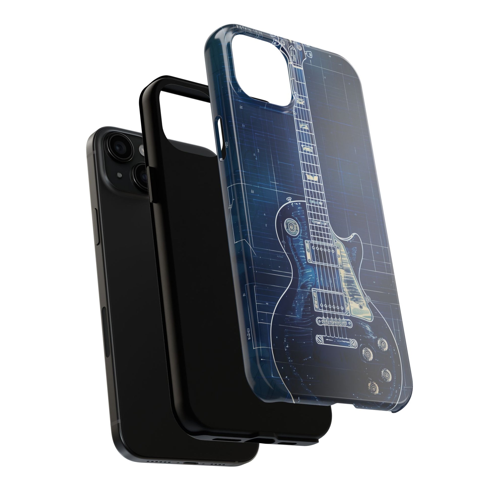Guitar Phone Case, Guitar Blueprint iPhone Cover, Vintage Guitar Design, Custom iPhone Covers, Rock Music Phone Accessories, Musician Gift
