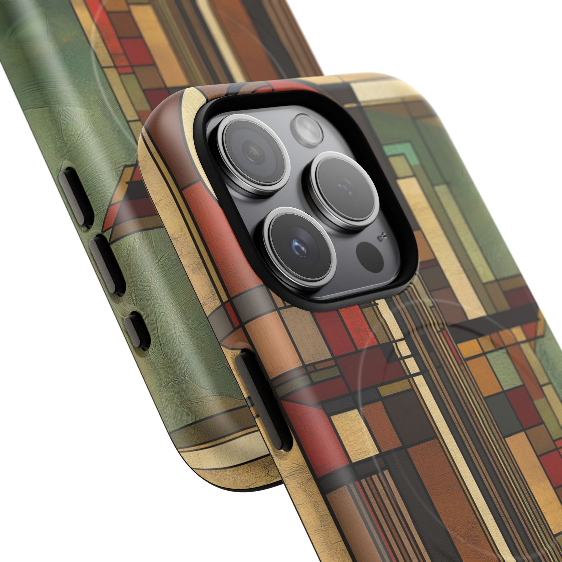 Magsafe Prairie Style Frank Lloyd Wright Usonian Phone Case Geometric Stained Glass Art Deco Marble 14 15 16 iPhone Pro Max