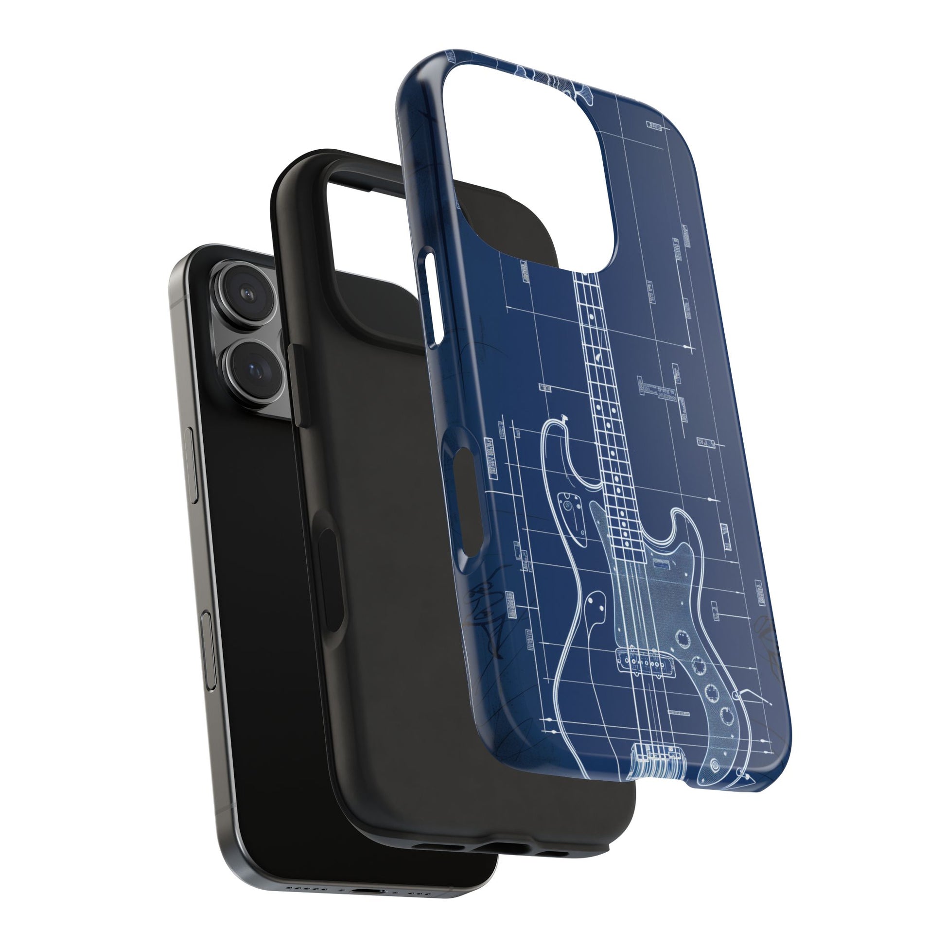 Guitar Phone Case Blueprint Schematic Vintage Custom Design Fender Gibson Rickenbacker Custom Rock Music Phone Accessories Musician Gift