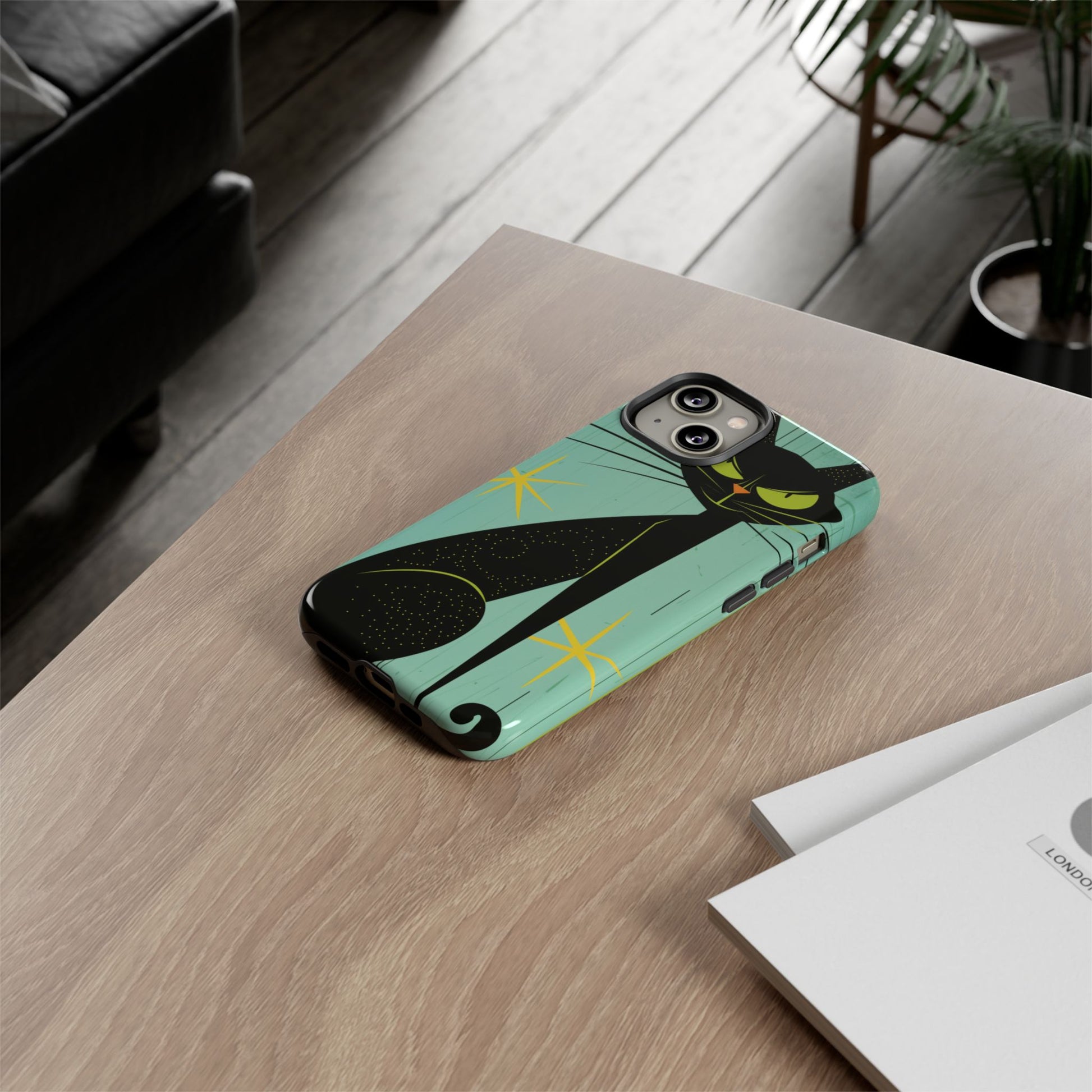 Mid-Century Modern Phone Case, Mid Mod Android Case, Atomic Cats Android Case, Retro Chic Smartphone Cover, Unique Artistic Phone Accessory