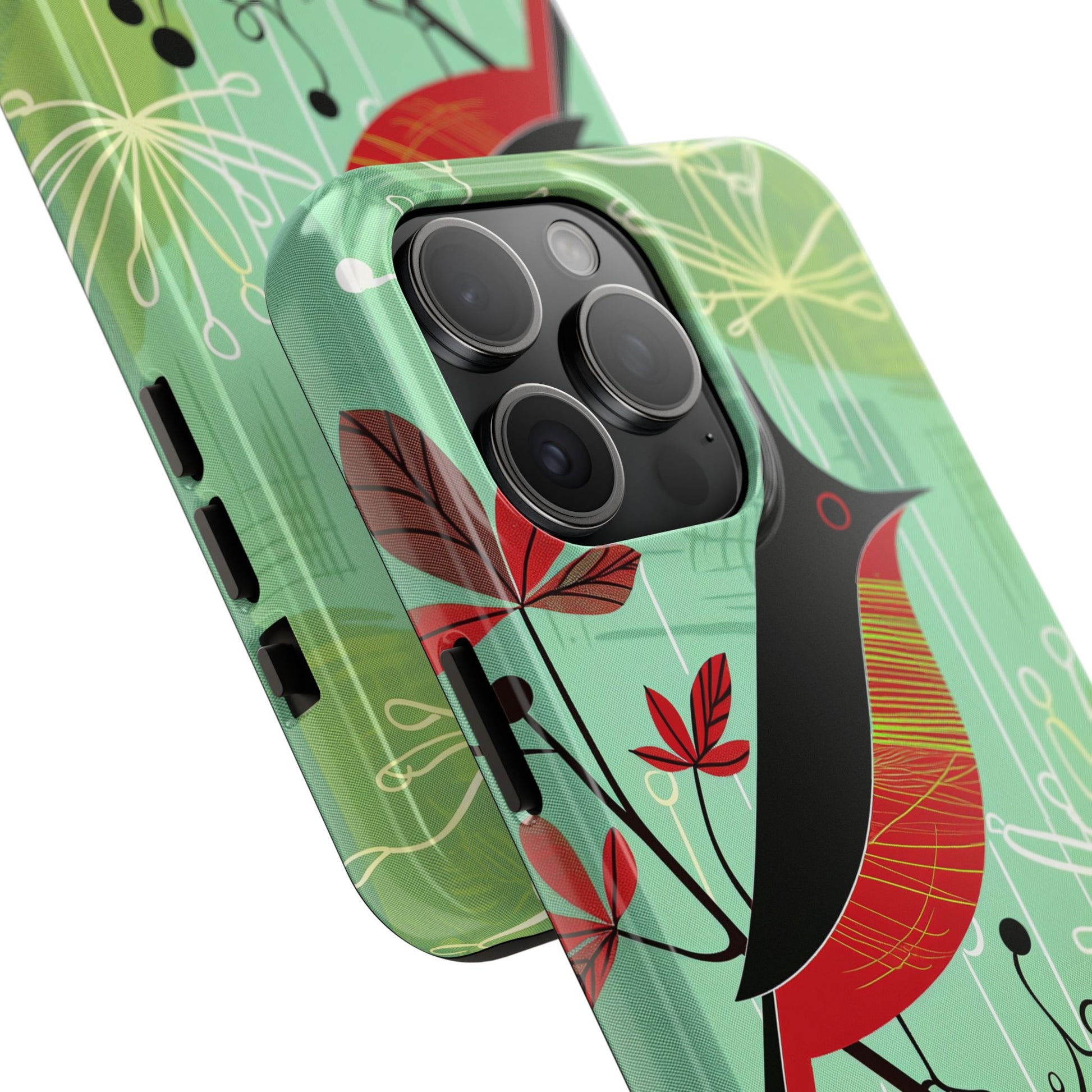 Mid Century Modern Animal Phone Case, Atomic Birds, Bird Iphone Case,Earth Tone Colors, Retro Style Smartphone Cover, iphone 14 Case, Apple
