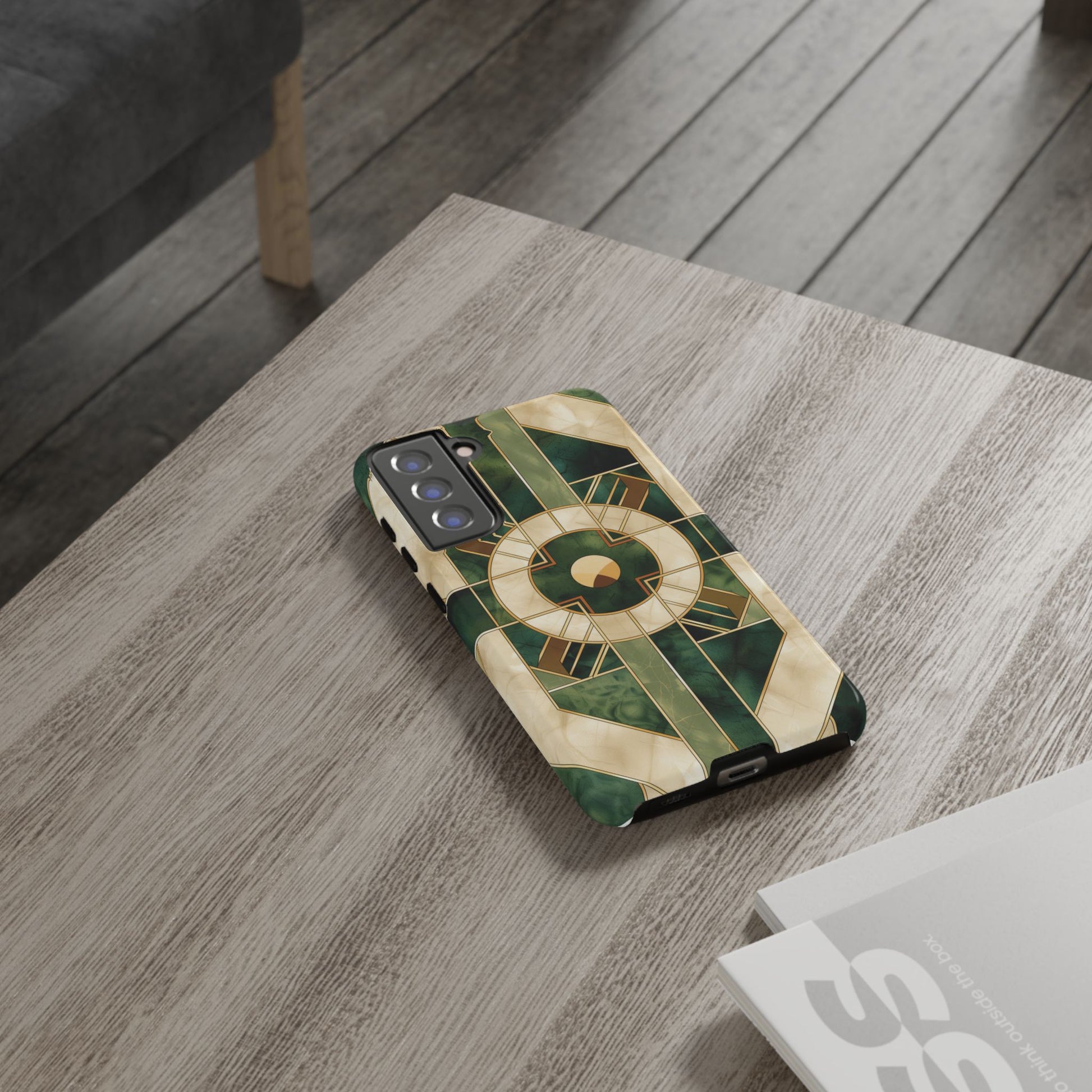 Green Frank Lloyd Wright Inspired Phone Case Geometric Elegance Stained Glass Art Deco Marble Gold 13 14 15 16 iPhone Pro Max Galaxy Pixel