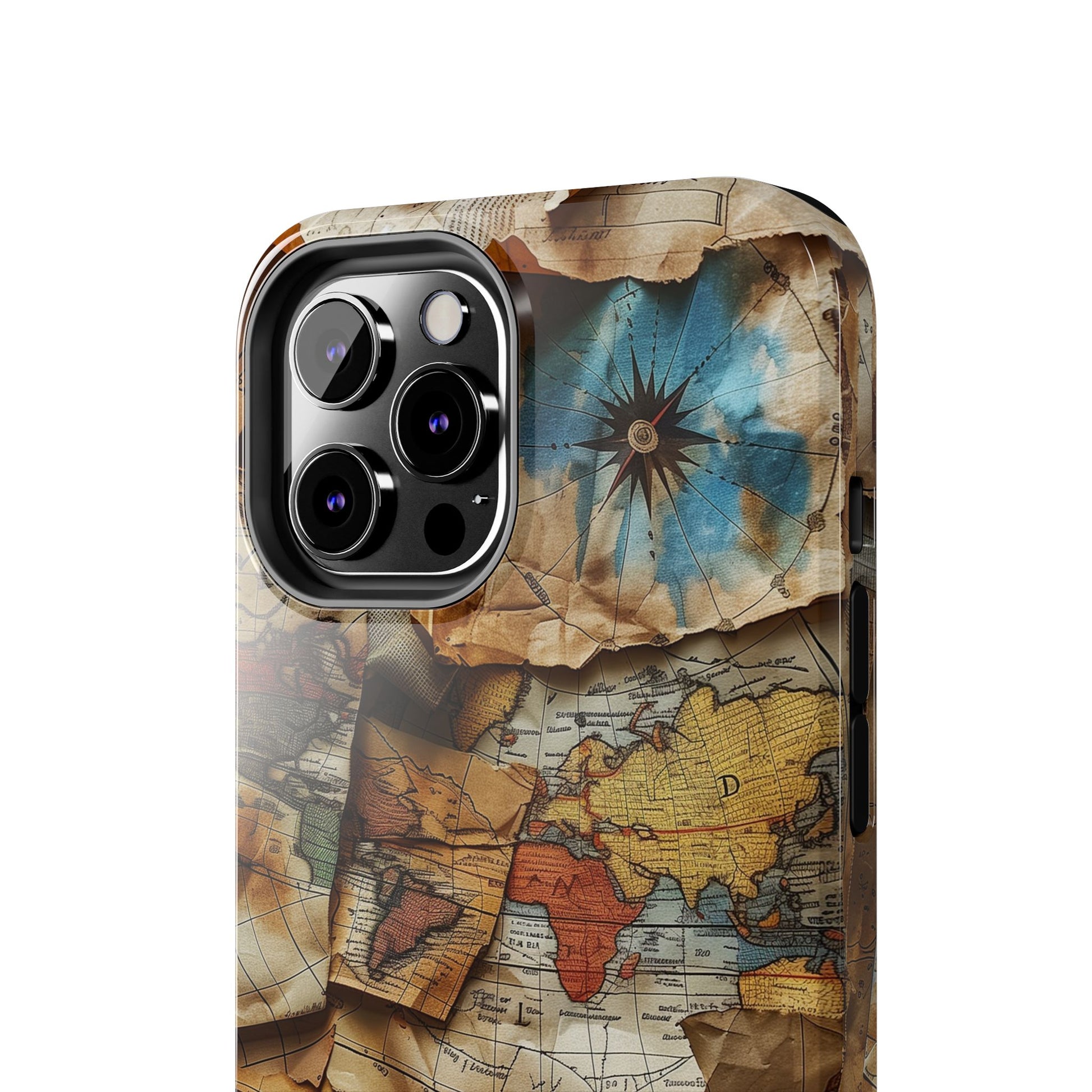 Double Layer Map Phone Case - Protective Phone Case Vintage Map Design - Durable Dual Layer Case with Map Print - Travel Inspired Phone Case