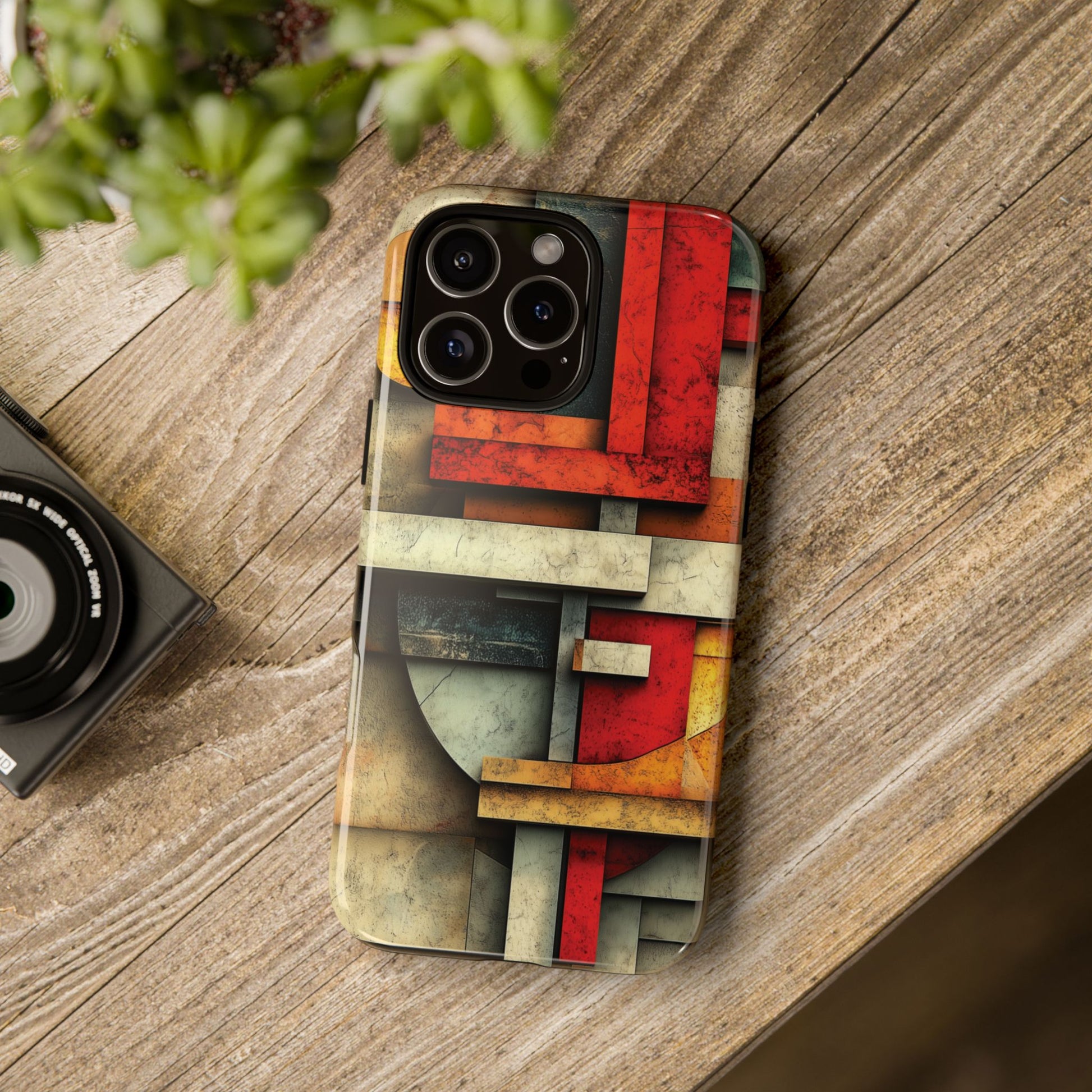 Red Prairie Style Frank Lloyd Wright Usonian Phone Case Geometric Stained Glass Art Deco Marble Gold 13 14 15 16 iPhone Pro Max Galaxy Pixel