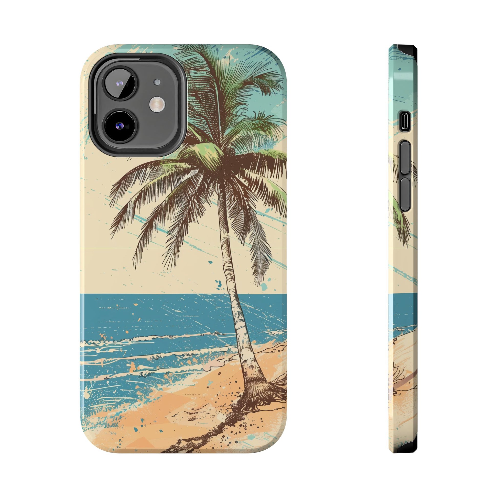 Retro Beach Scene Phone Case, Vintage Tropical Ocean iPhone Case, Summer Beach Phone Cover for iPhone, iphone 15 pro max