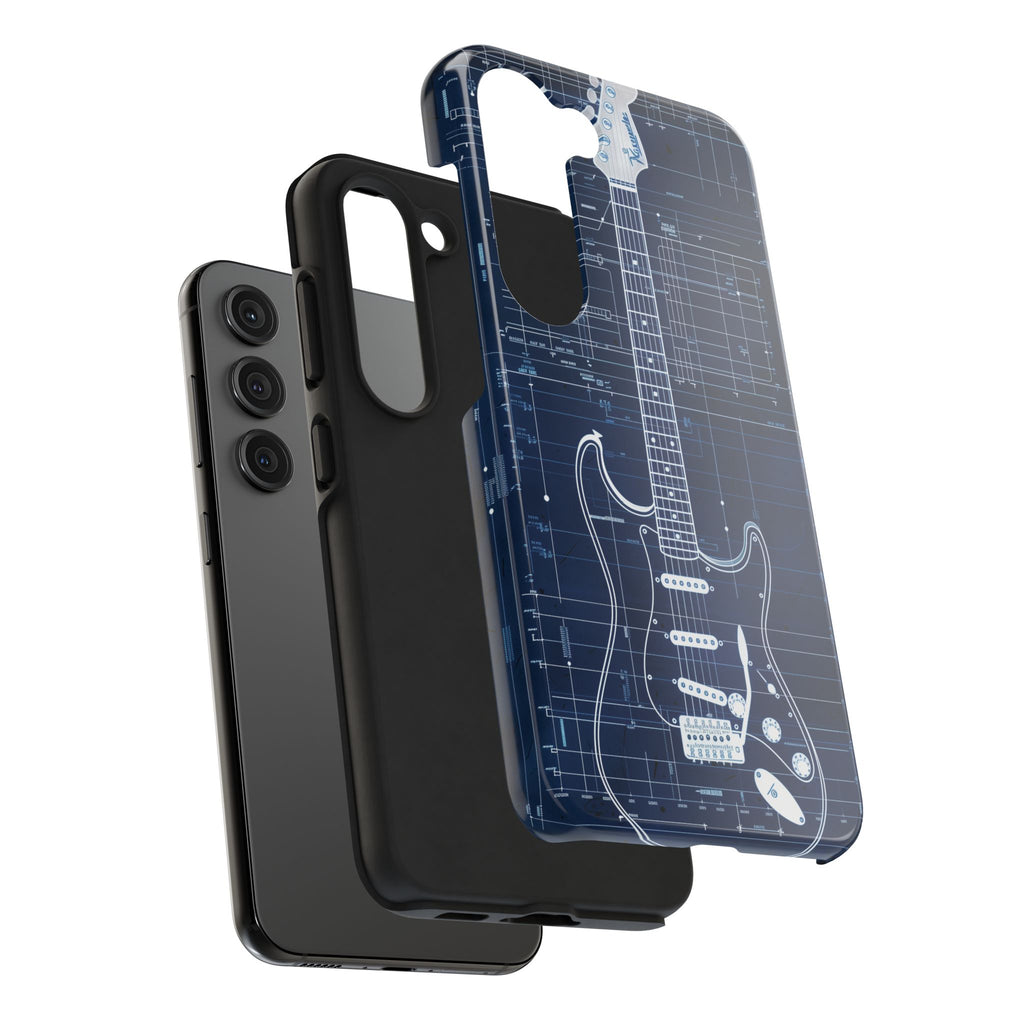 Guitar Phone Case, Guitar Blueprint iPhone Cover, Vintage Guitar Design, Custom iPhone Covers, Rock Music Phone Accessories, Musician Gift