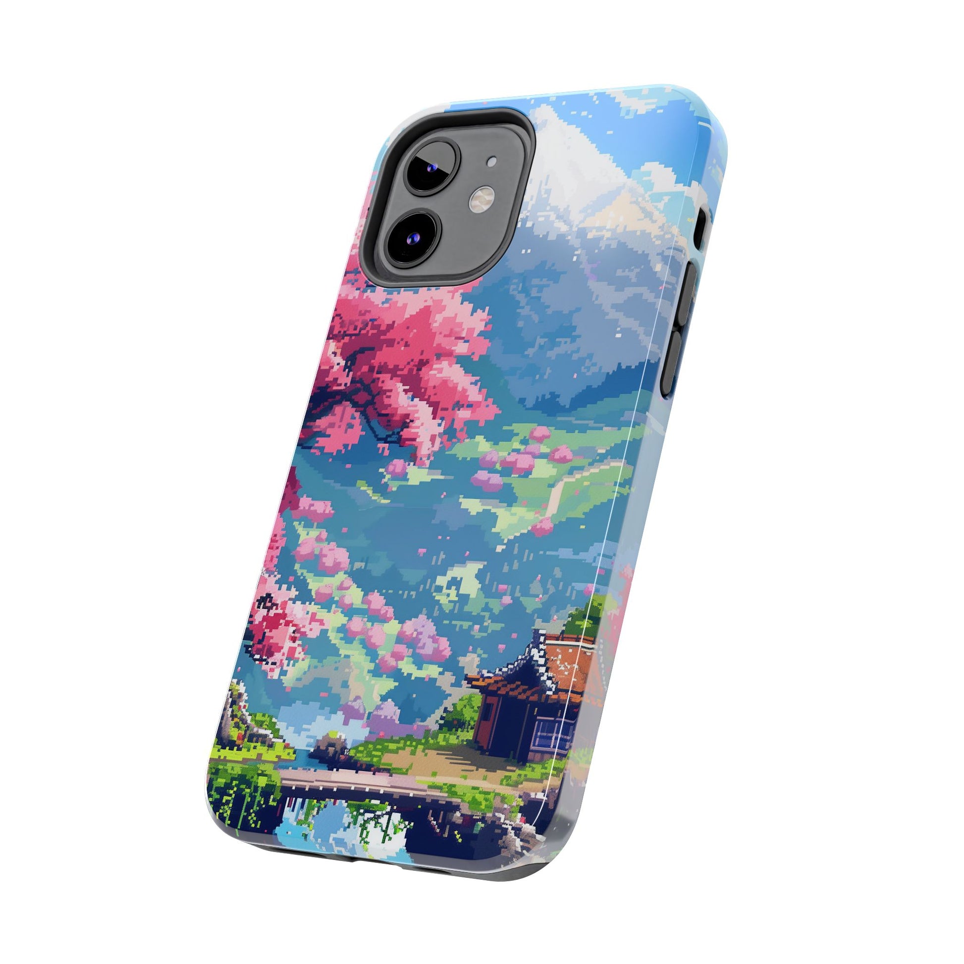 Pixel Art Video Game Landscapes Phone Case, Retro Gaming Pixelated Design, Geeky Gamer Phone Cover, Unique Video Game Art Accessories