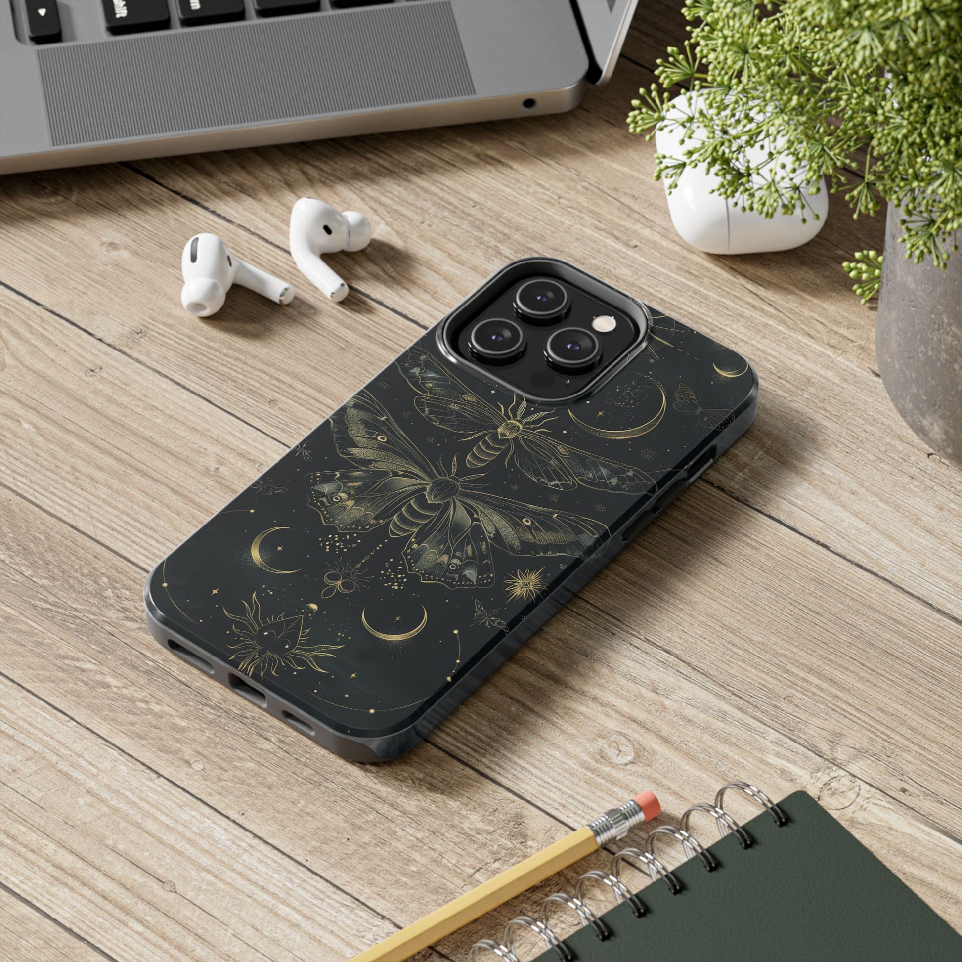 C Dark Academia Mystical Phone Case, Mystical Moth Phone Case, Vintage Magic Witchcraft iPhone Cover, Esoteric Nature Art, iPhone 15 Pro Max