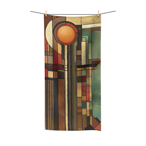 Art Deco Bath Towel Decor Frank Lloyd Wright Inspired Custom Printing