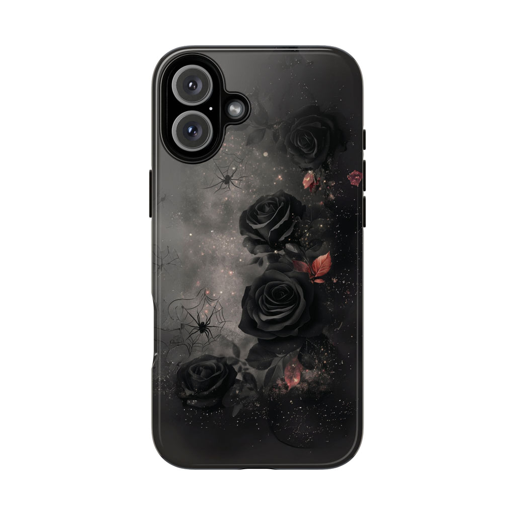 Gothic Floral Phone Case Dark Academia Black Roses Spider Webs Space Witchcraft Night Sky iPhone 13 14 15 16 Pro Max Galaxy Pixel
