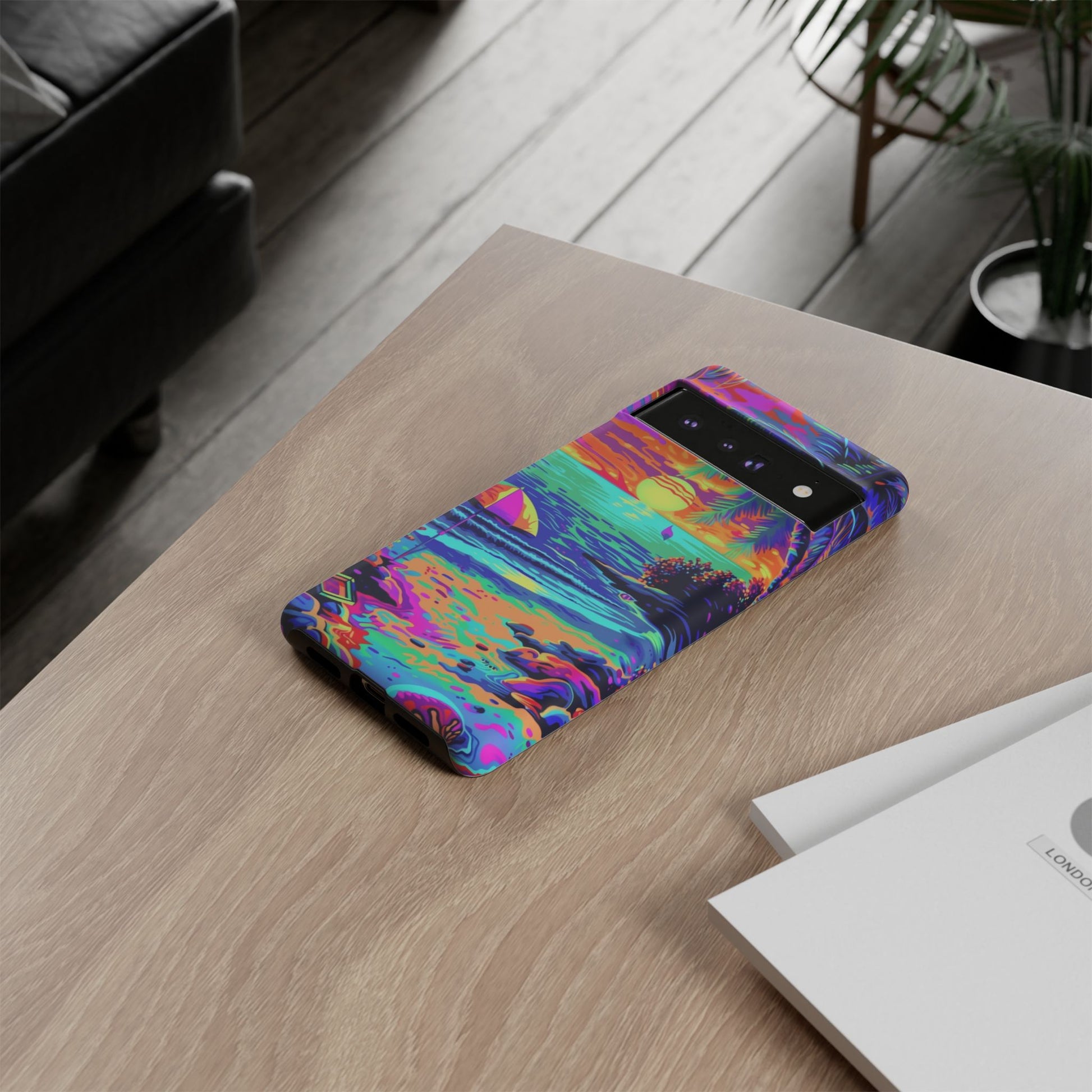 Beach Bliss: Durable Android Phone Case with Lisa Frank Style