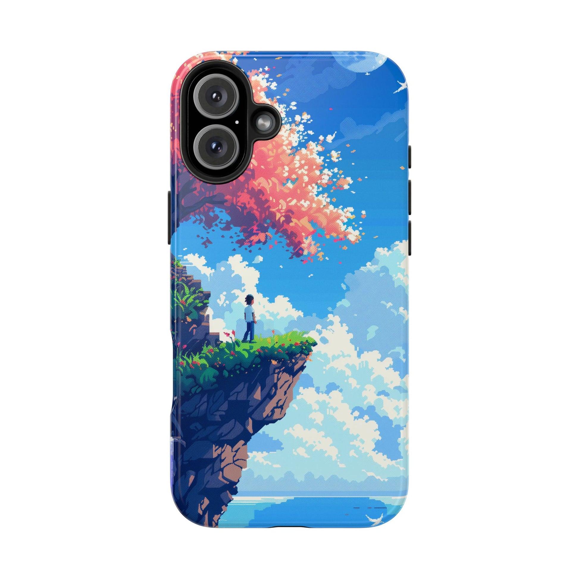 Pixel Art Video Game Landscapes Phone Case, Retro Gaming Pixelated Design, Geeky Gamer Phone Cover, Unique Video Game Art Accessories